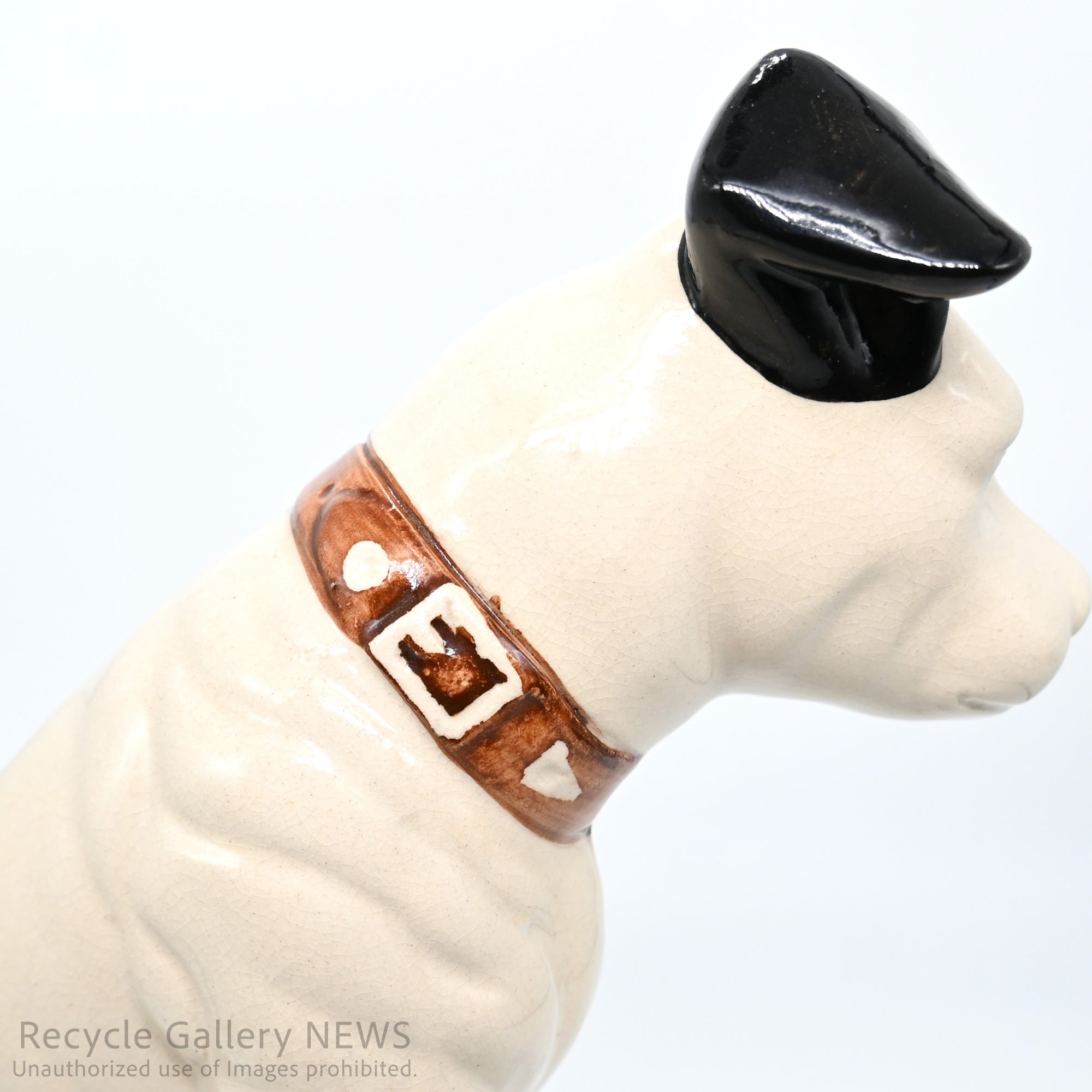 His Master's Voice "Nipper" Vintage Ceramic Dog Figurine Ornament Victor White /『主人の声』ビクター犬 ニッパー 陶器フィギュリン オブジェ 犬の置物 オーディオ レトロ 白