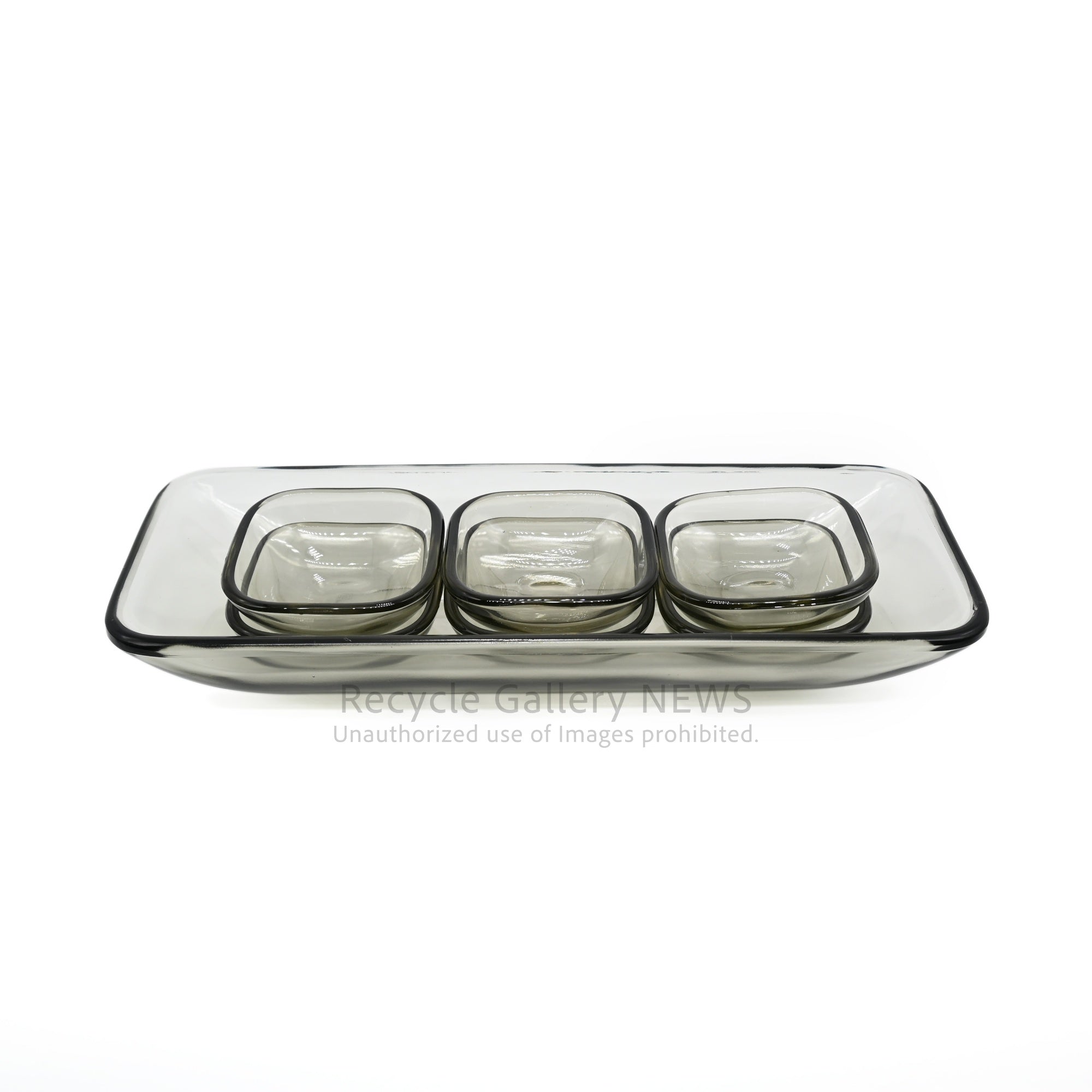 Rare Hoya Glass "Starting Unit series" Set of 7 Plates Smoke Gray Showa Retro / HOYA 保谷硝子 スターティングユニット 7点セット スモークグレー 昭和レトロ 希少