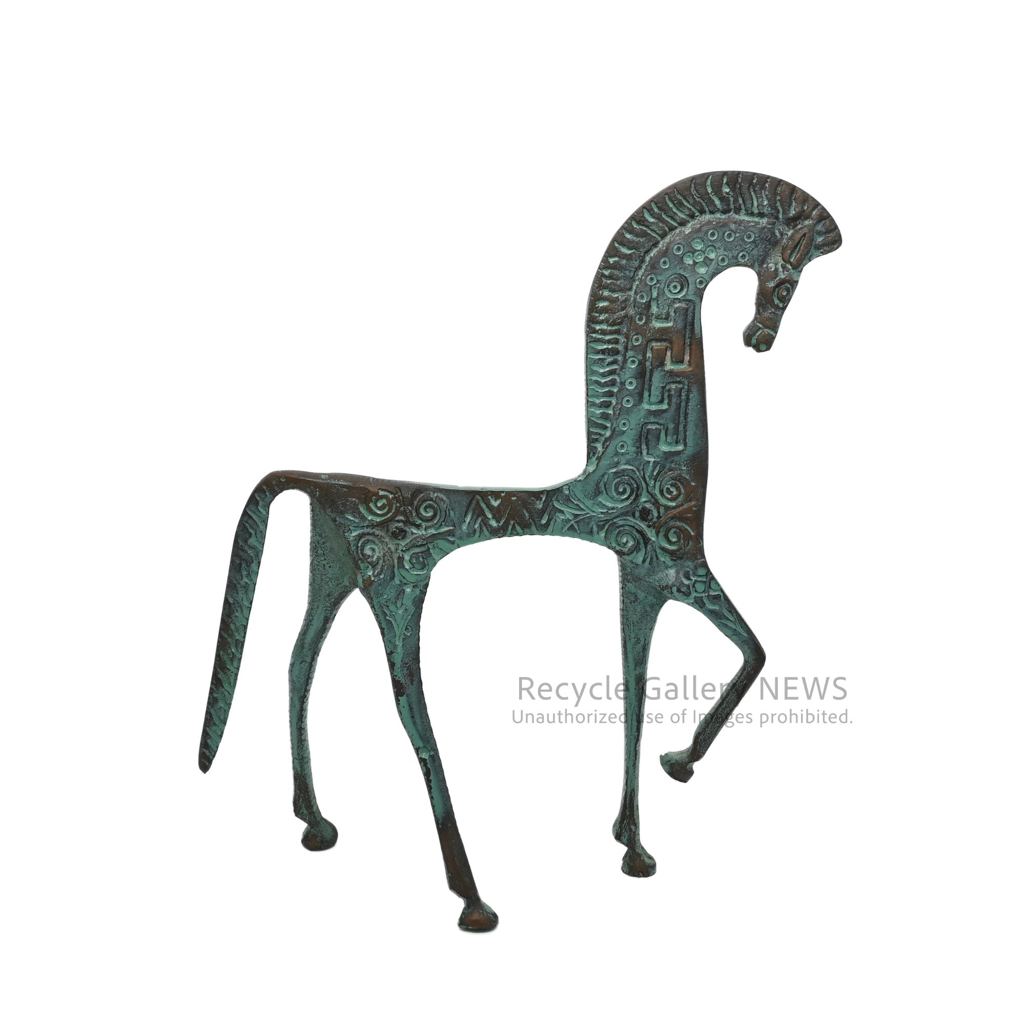 Greek Horse Statue Green Bronze / ギリシャ風 青銅 ブロンズ オブジェ 馬