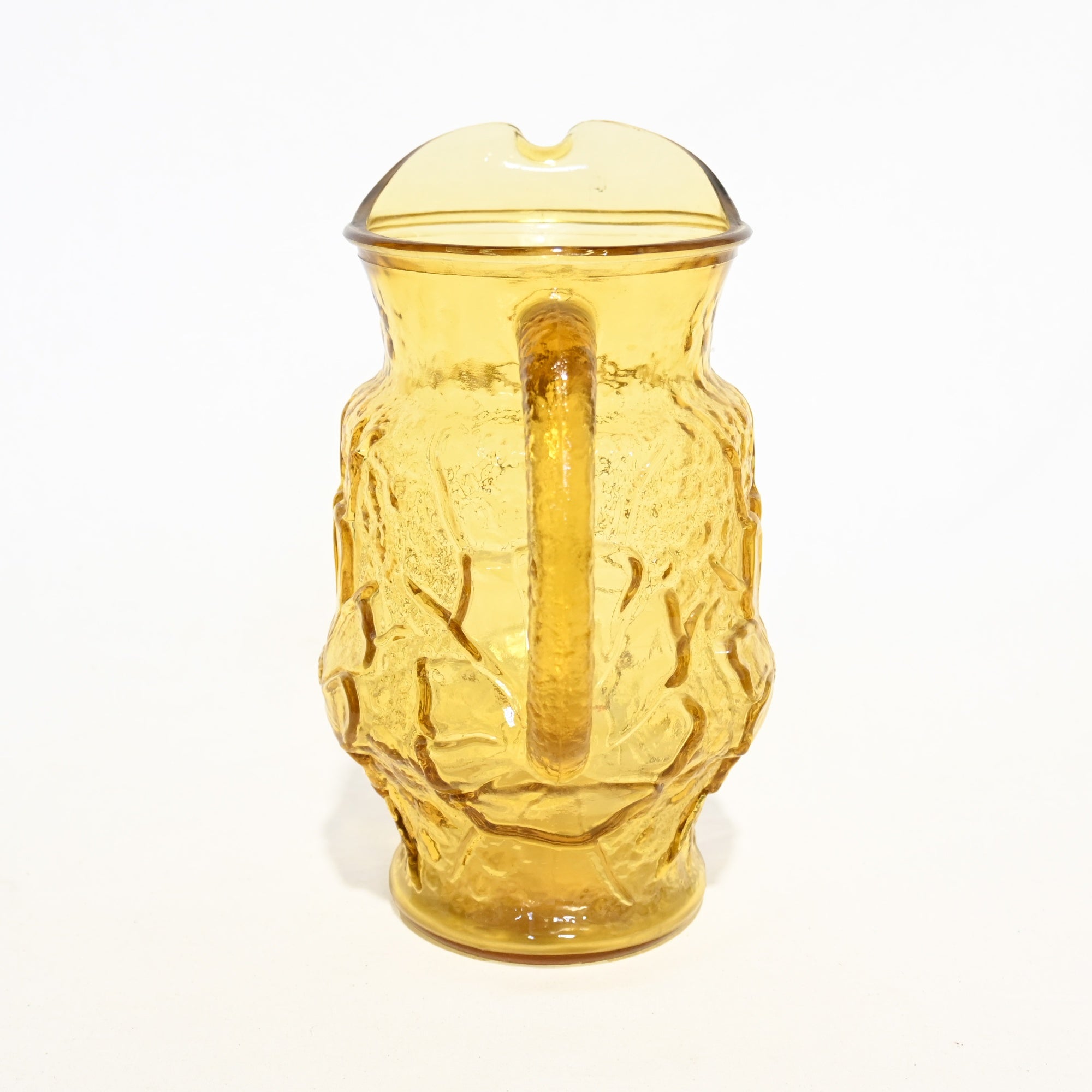 Amber Glass Flower Motif Pitcher Watering Can Vintage / アンバーガラス フラワーモチーフ ピッチャー 水差し じょうろ ヴィンテージ