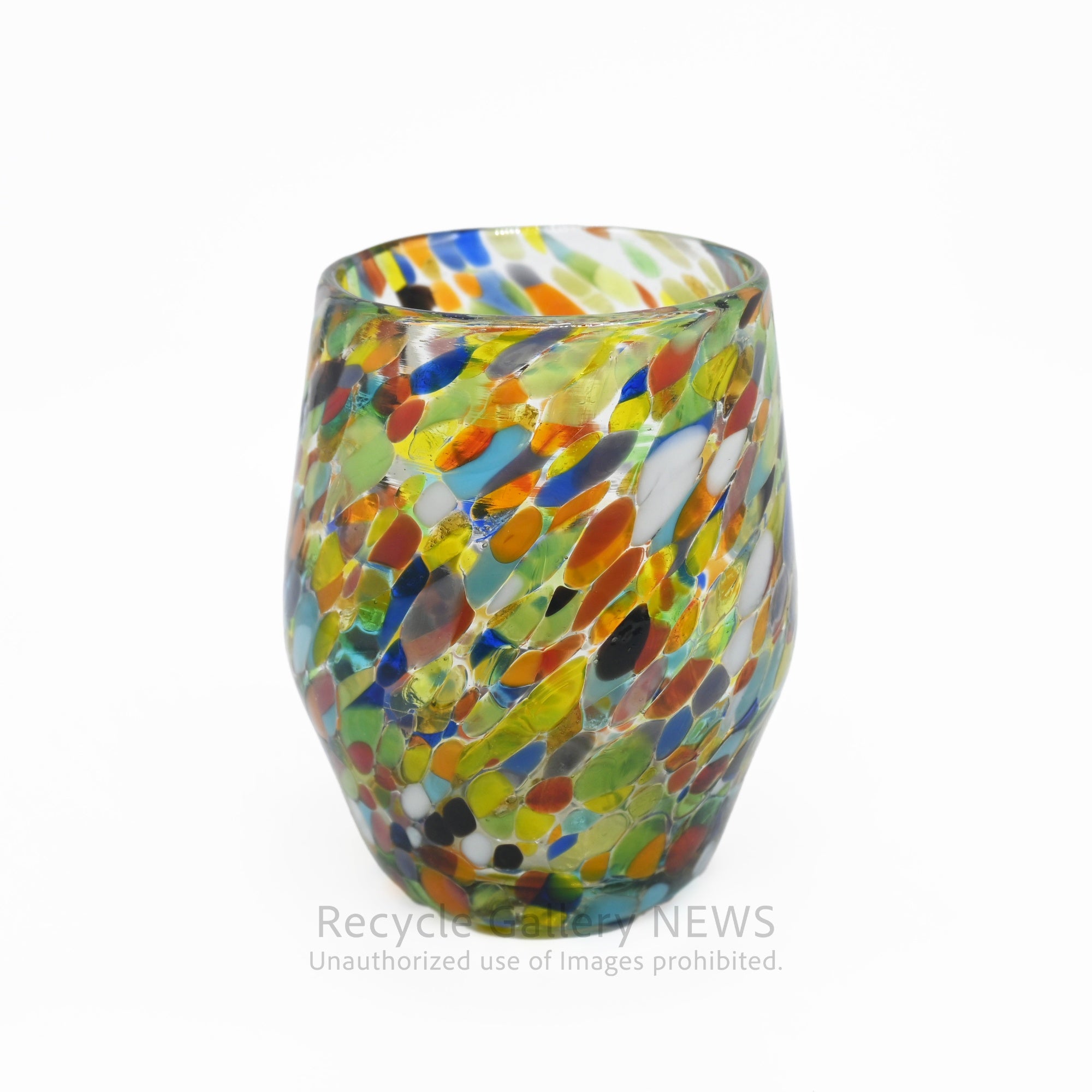 Colorful Fusion Confetti Glass Art Tumbler Mexican Style / コンフェッティ アートガラス フュージョンガラス タンブラー マルチカラー メキシカンガラス