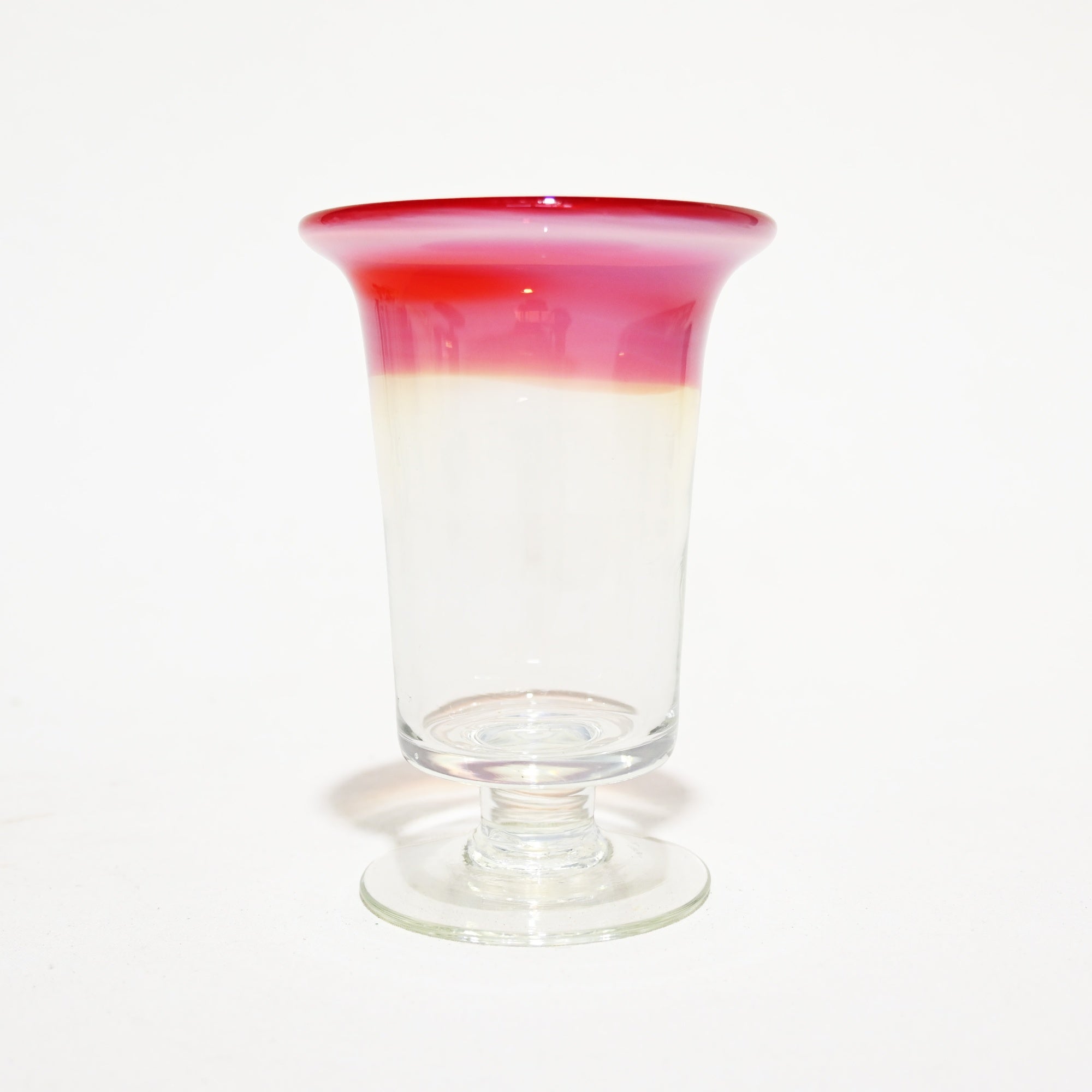 Vintage Japanese Blown Glass Vermilion Milky White Transparent Ice Cup Parfait Glass / ヴィンテージ 和ガラス 吹きガラス 朱色 乳白色 透明 氷コップ パフェグラス
