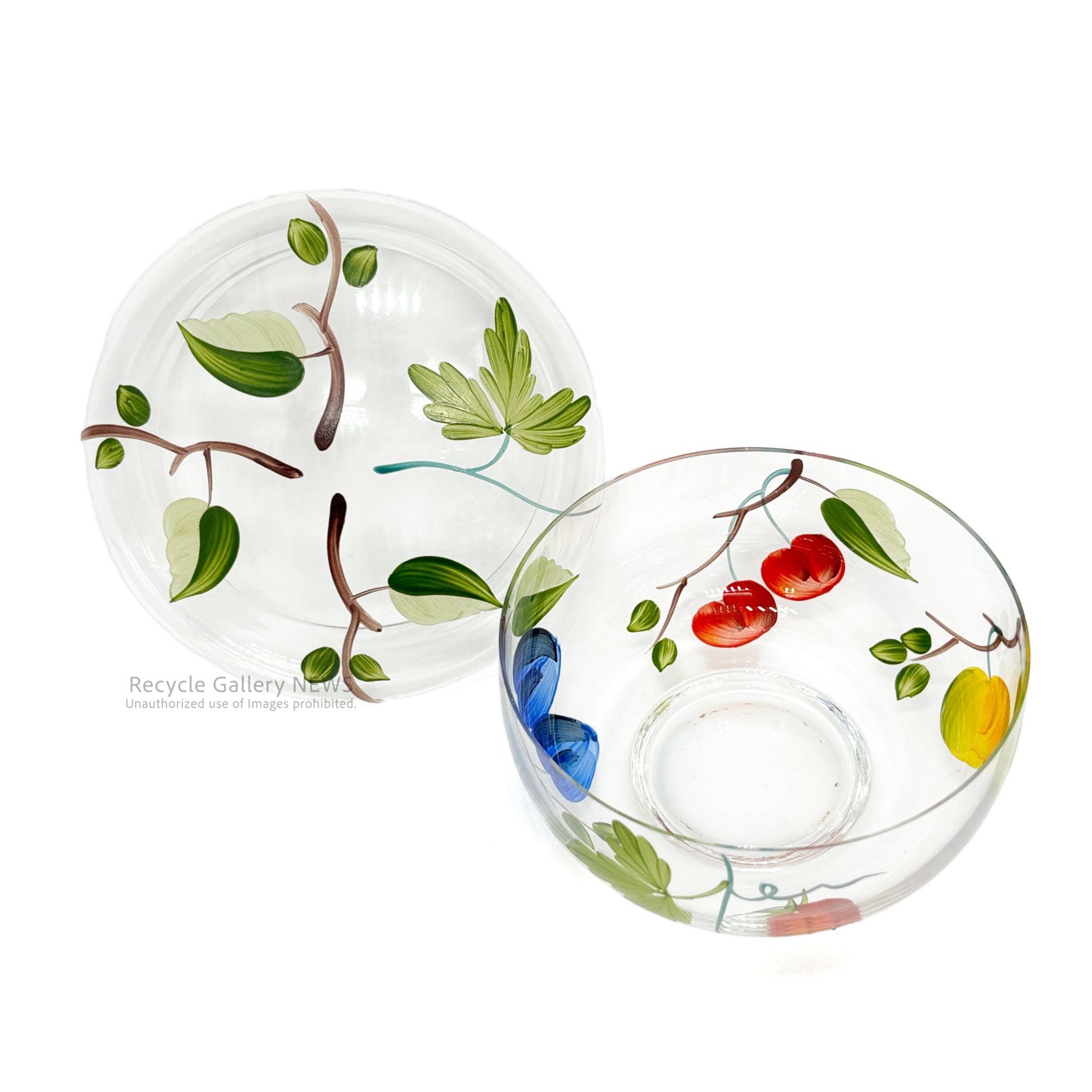 Felunion Fruit-patterned glass candy pot / small item container Hungary / フェルニオン フルーツ柄 キャンディポット ガラス 小物入れ ハンガリー