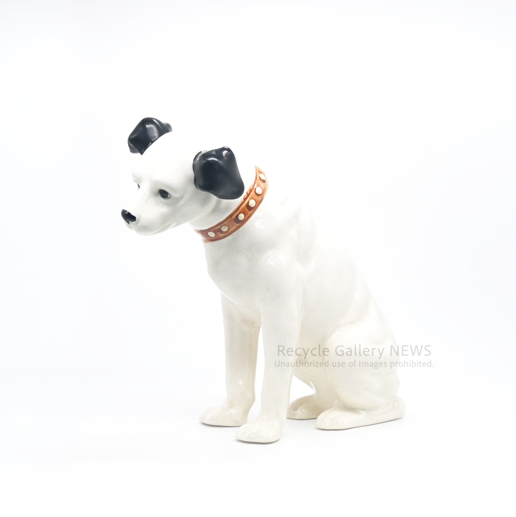 His Master's Voice "Nipper" Vintage Ceramic Dog Figurine Ornament Victor White / 『主人の声』ビクター犬 ニッパー 陶器フィギュリン オブジェ 犬の置物 オーディオ レトロ 白