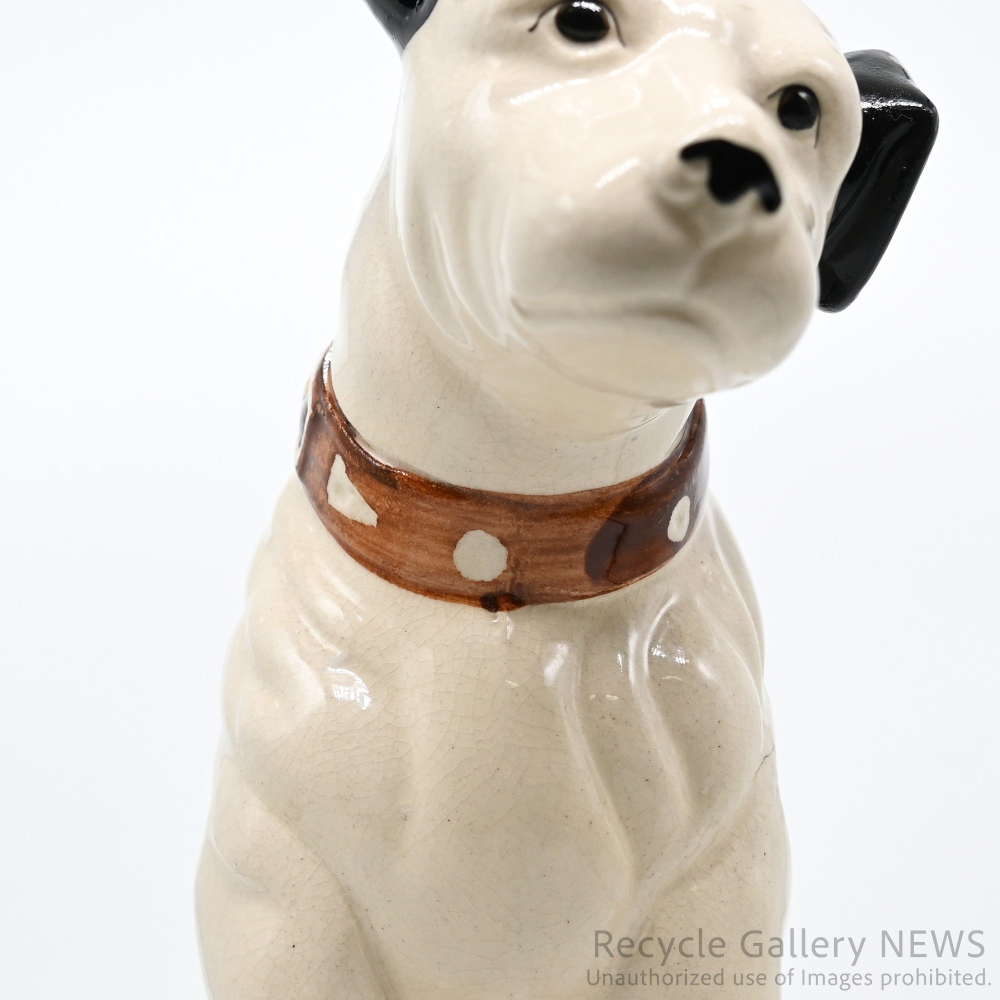 His Master's Voice "Nipper" Vintage Ceramic Dog Figurine Ornament Victor White /『主人の声』ビクター犬 ニッパー 陶器フィギュリン オブジェ 犬の置物 オーディオ レトロ 白