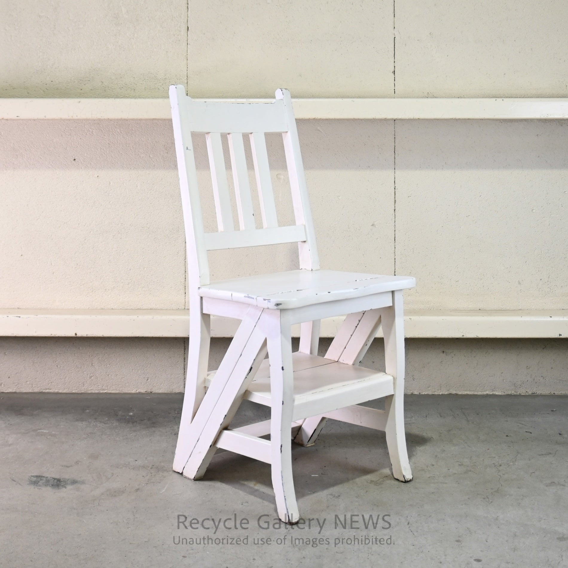 Vintage Foldable Library Step Chair White / ヴィンテージ 折りたたみ ライブラリー ステップ チェア 白