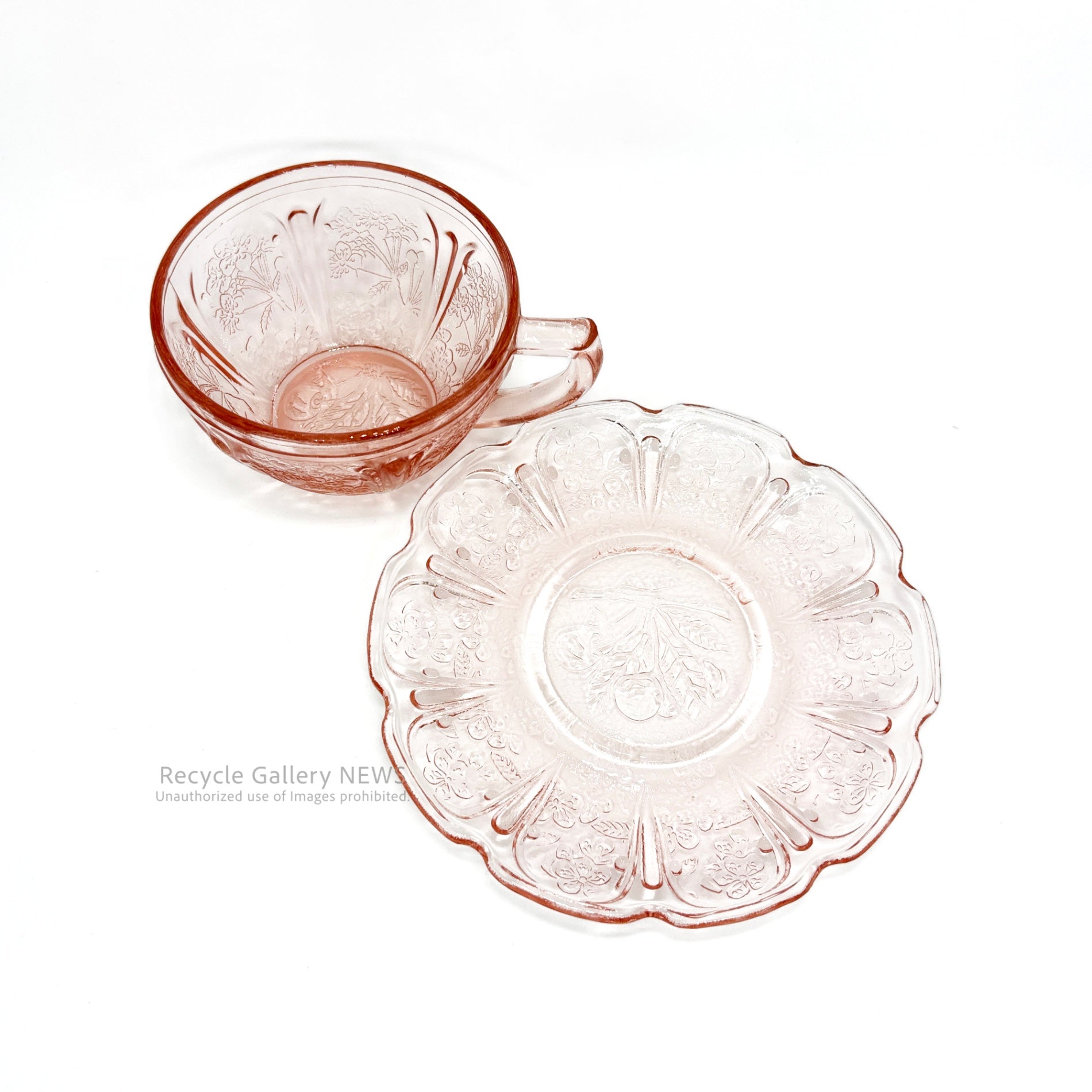 Jeannette Glass Co. Cherry Blossom C＆S U.S.A Vintage / ジャネットグラス カップ＆ソーサー ヴィンテージ 1930年代 ヴィンテージ