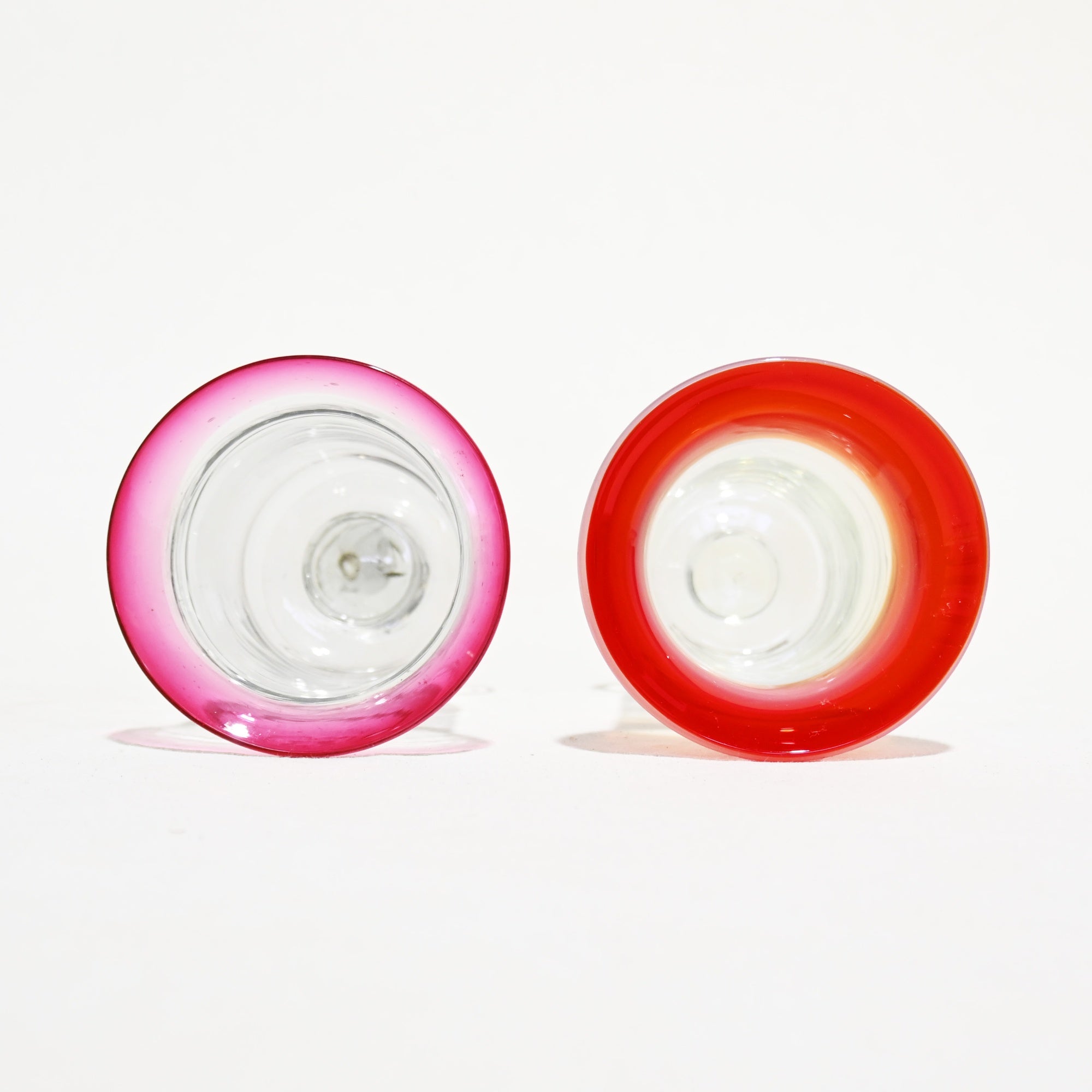 Vintage Japanese Blown Glass Vermilion Milky White Transparent Ice Cup Parfait Glass / ヴィンテージ 和ガラス 吹きガラス 朱色 乳白色 透明 氷コップ パフェグラス