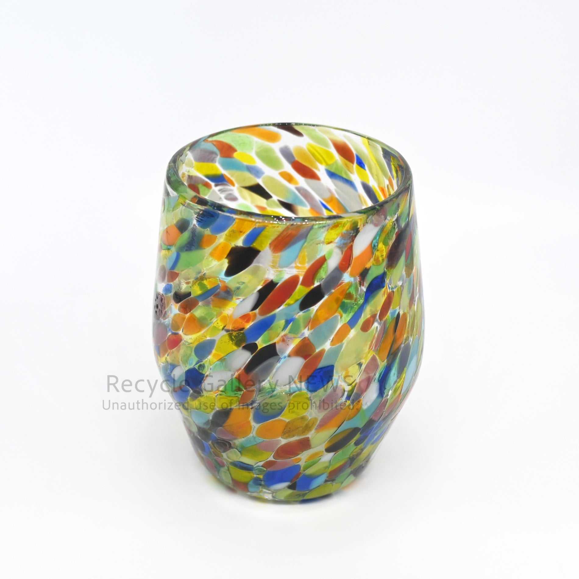 Colorful Fusion Confetti Glass Art Tumbler Mexican Style / コンフェッティ アートガラス フュージョンガラス タンブラー マルチカラー メキシカンガラス