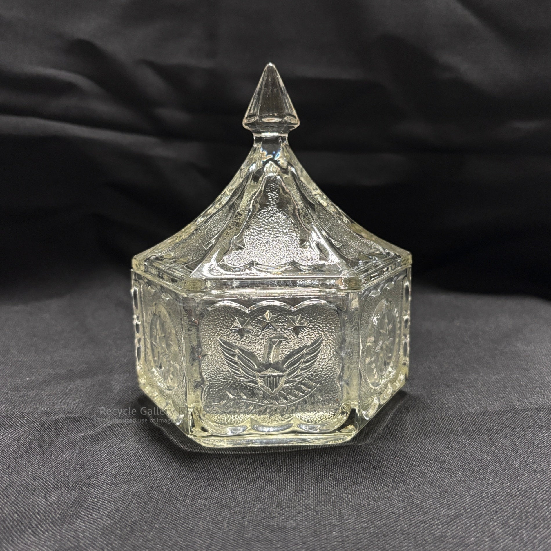Indiana Glass Eagle & Stars Candy Pot USA Vintage / インディアナグラス イーグル＆スターズ キャンディーポット アメリカンヴィンテージ
