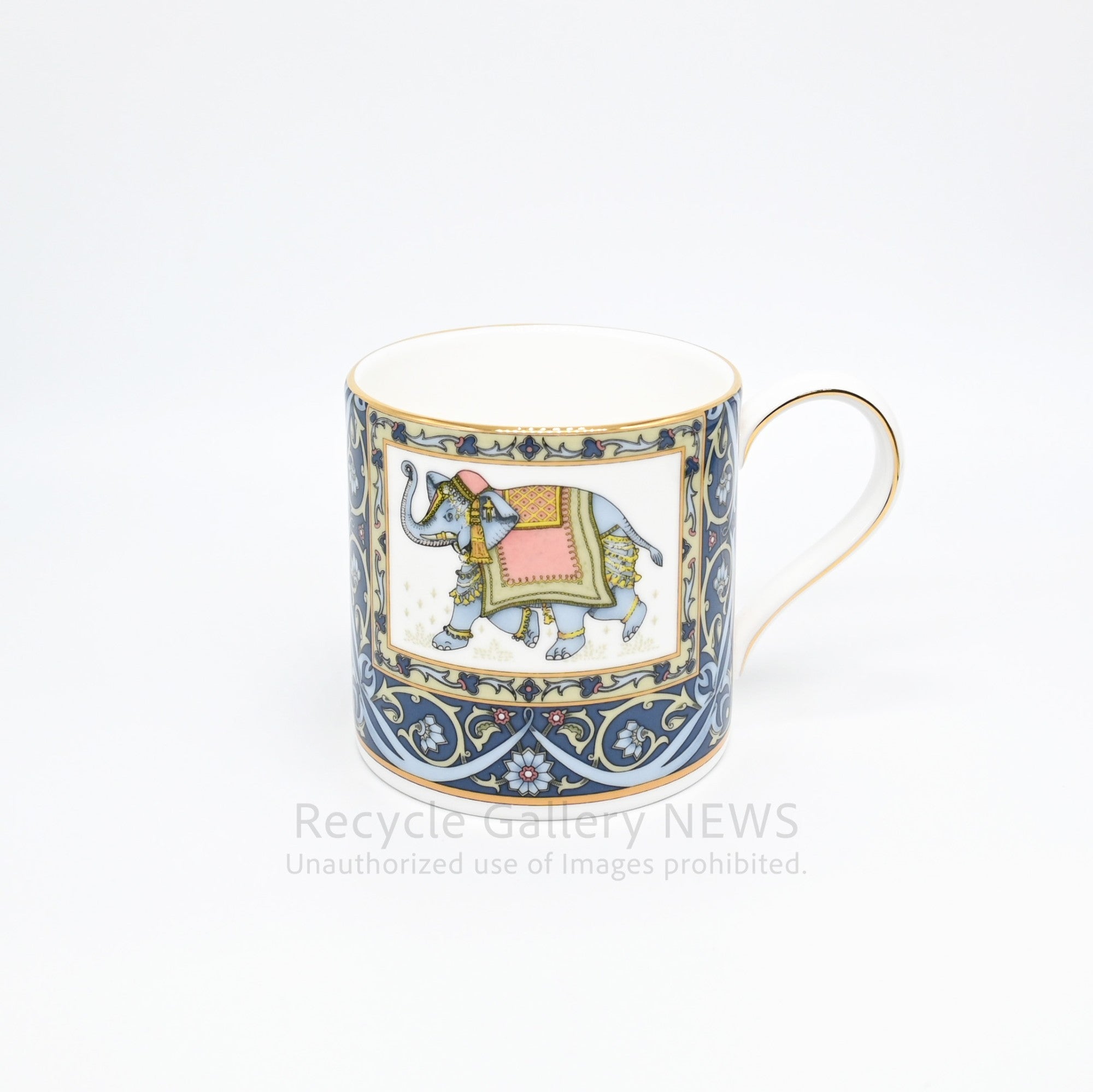 WEDGWOOD "BLUE ELEPHANT" Mug Cup Oriental Design Bone China Collectible Piece / ウェッジウッド ブルーエレファント マグカップ 廃盤品 象モチーフ ボーンチャイナ オリエンタルデザイン
