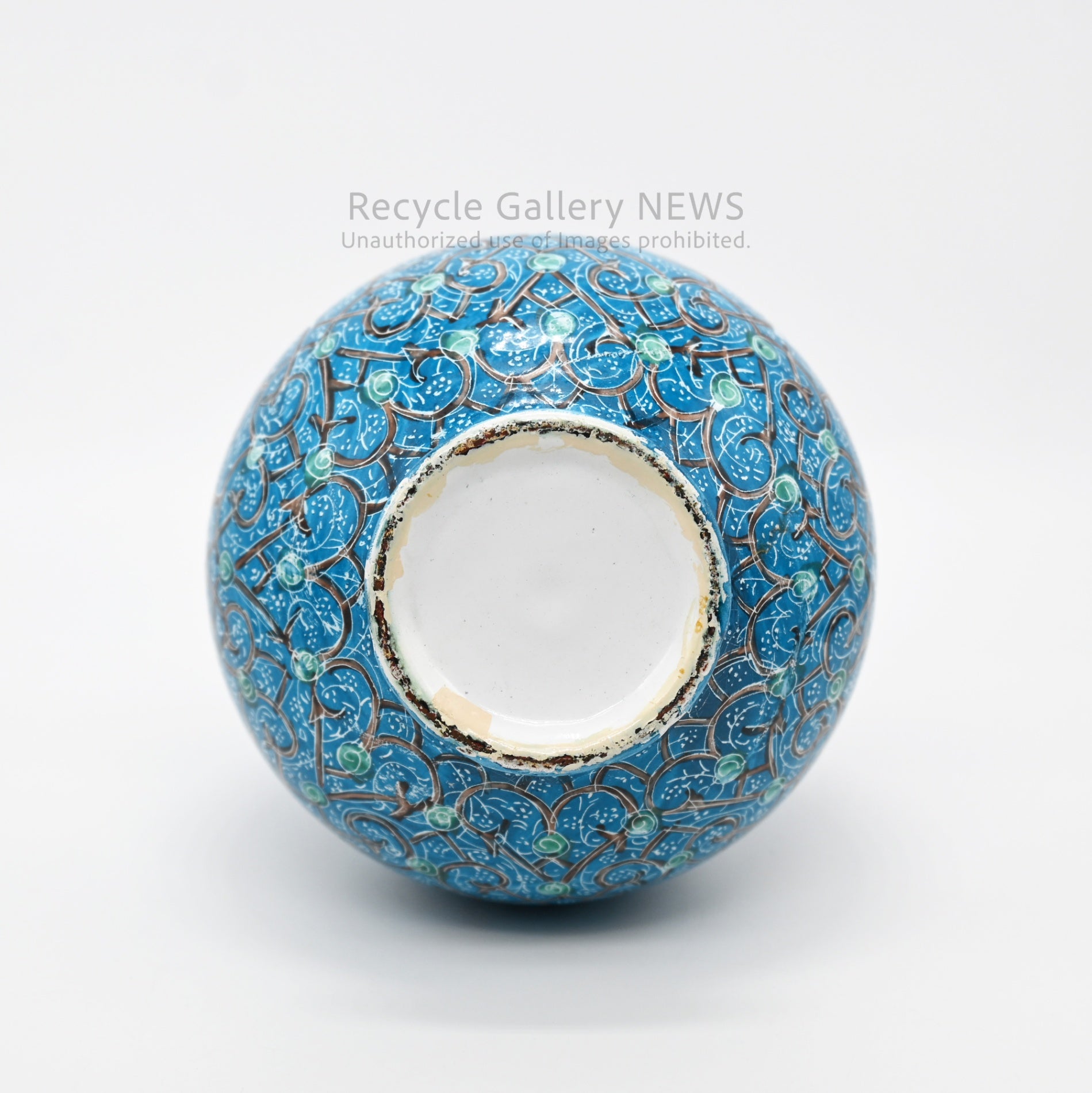 Vintage Oriental Floral Cloisonné Style Bud Vase Blue / 七宝風 唐草文様 花瓶 一輪挿し ターコイズブルー 青 オリエンタル アジアン