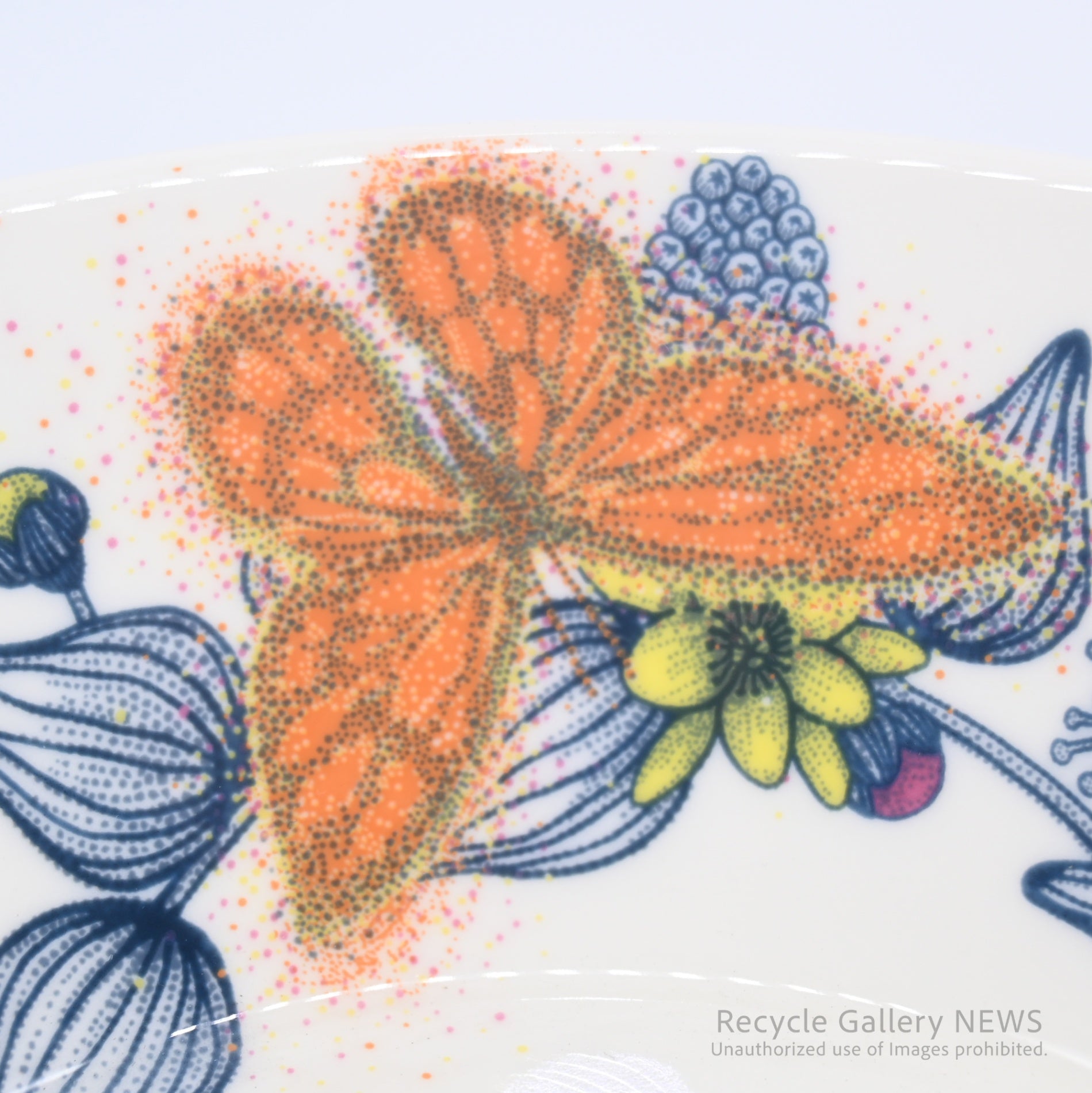 ARABIA RUNO Finland  "Butterfly" Floral Bowl White Porcelain / アラビア ルノ バタフライボウル フィンランド 花柄 白磁