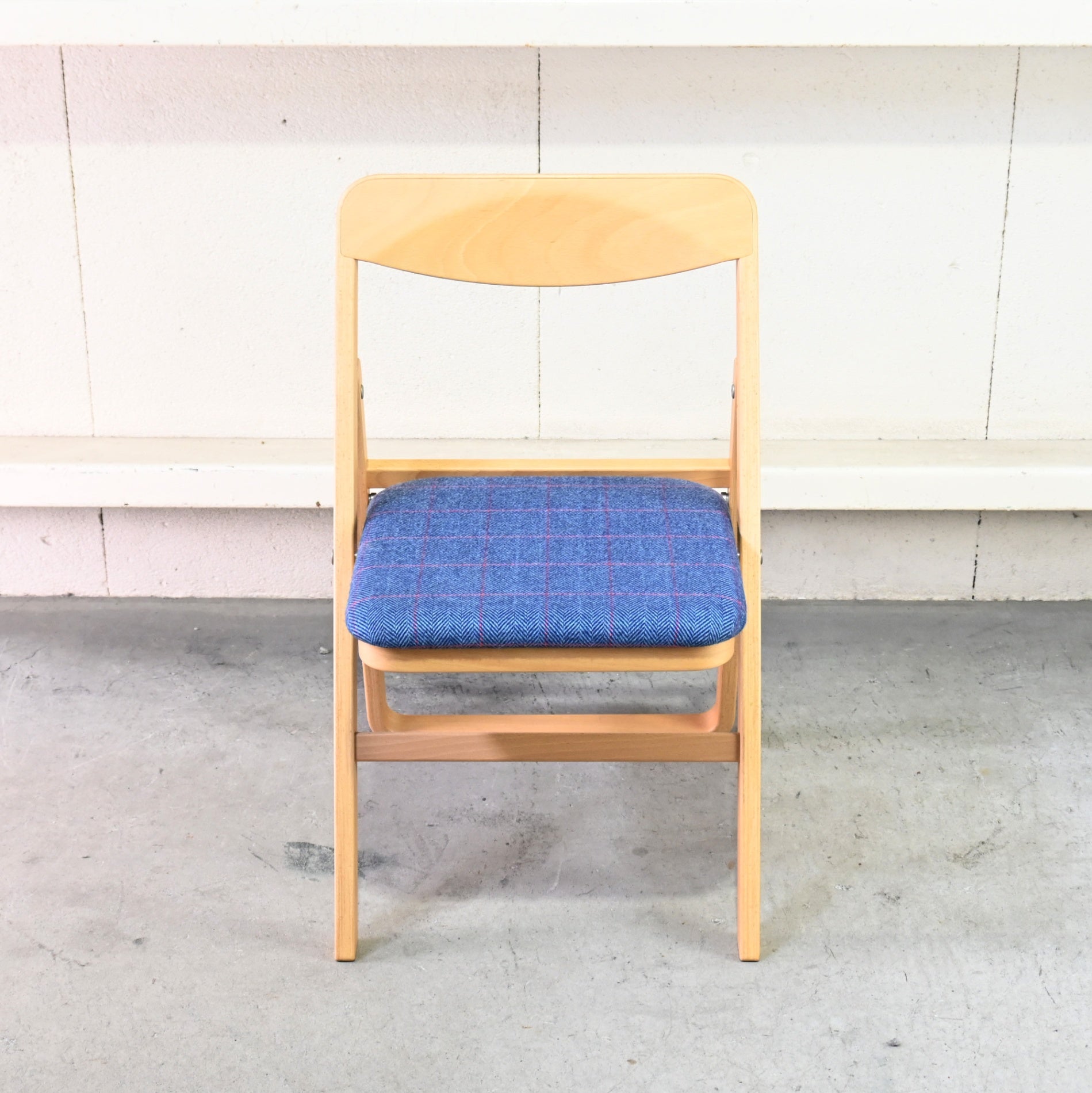Tendo Folding chair T-3229WB-NT Japan Molded plywood / 天童木工 フォールディングチェア 折りたたみ椅子 廃盤シート張地布 日本 成形合板 木材