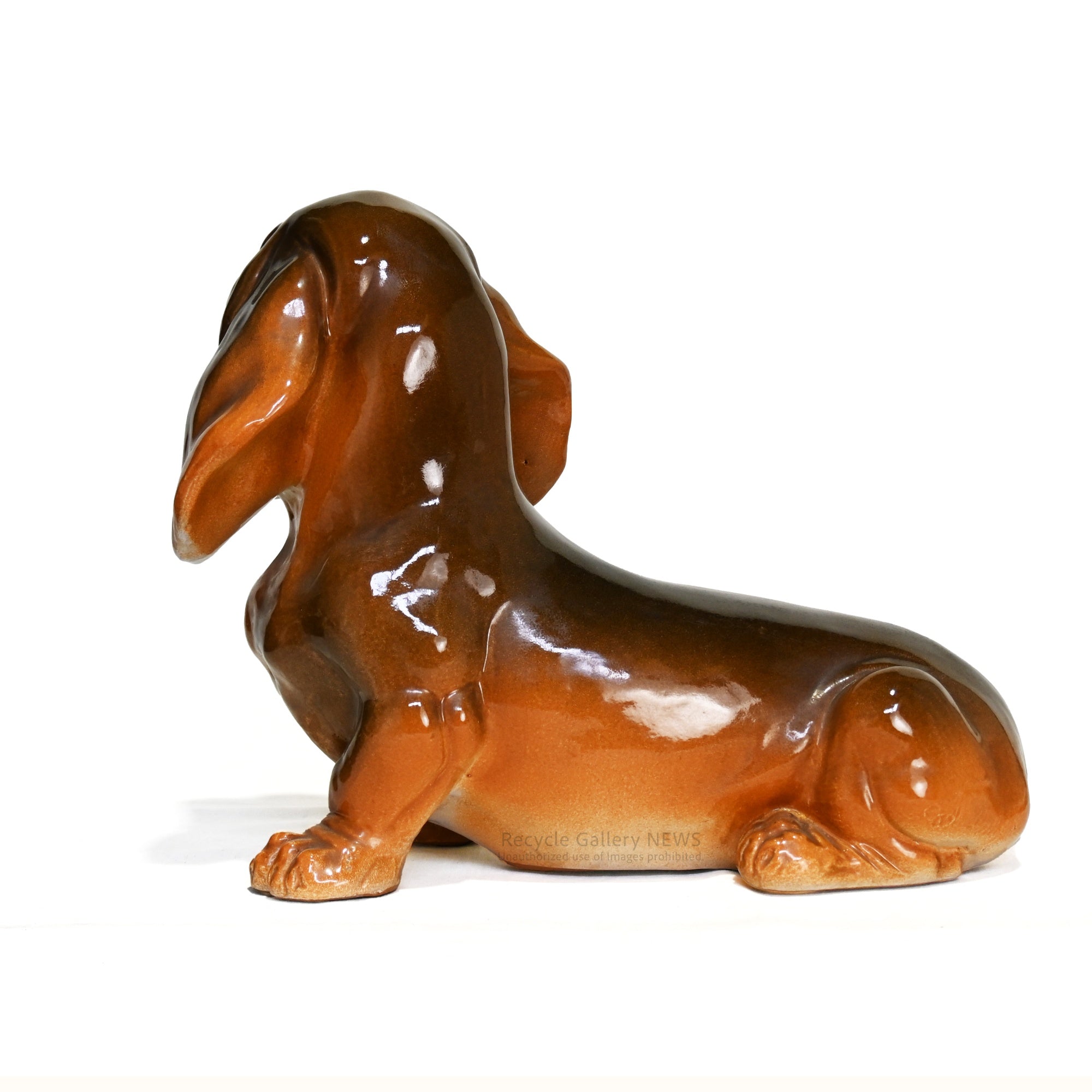 Large ceramic Dachshund figurine 38cm wide Dog Object / 大きなダックスフンドの陶器人形 ワイド約38cm 犬 置物 オブジェ
