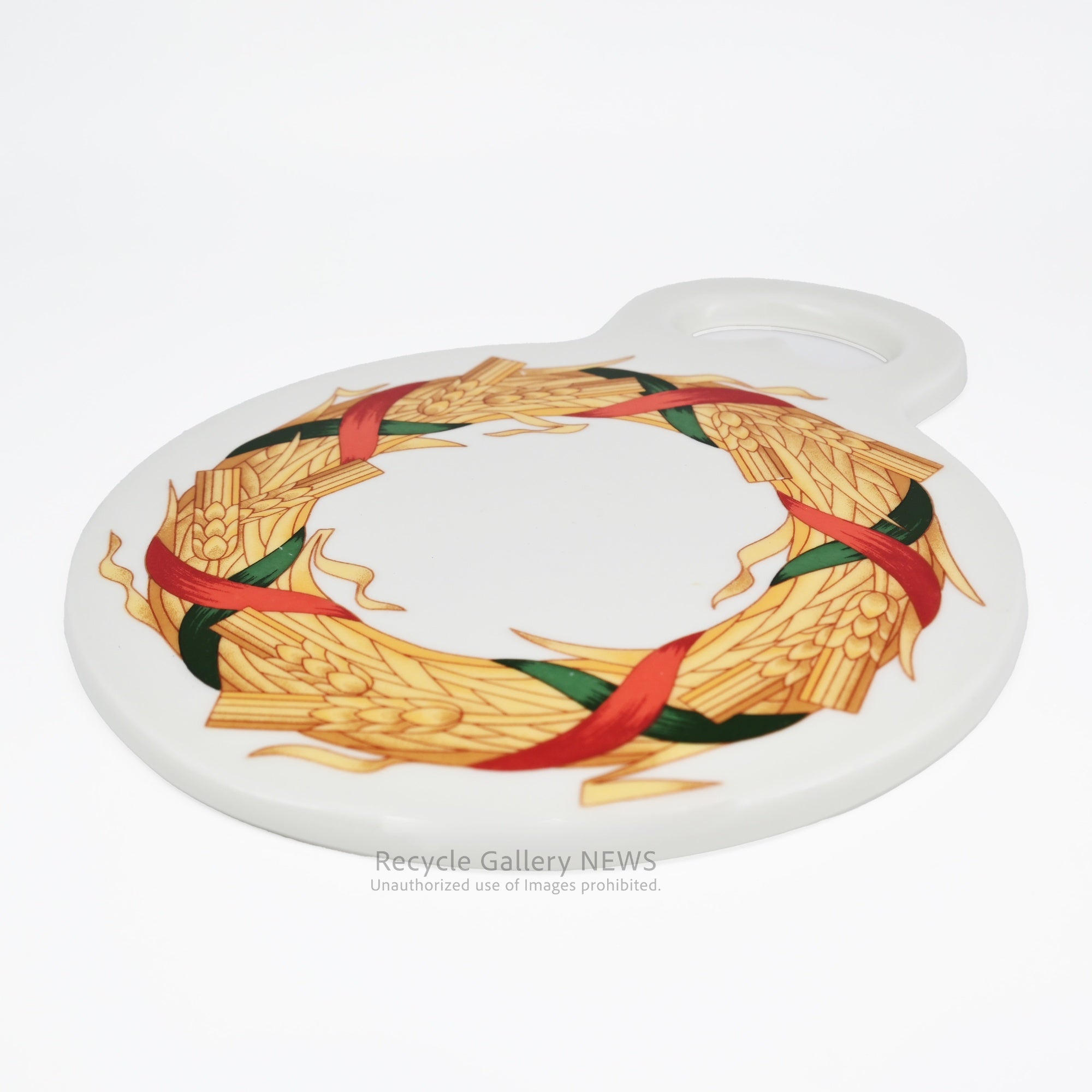 ARABIA Cutting Board with Wheat Wreath Motif Scandinavian Style Finland Rare / アラビア 麦の穂リース まな板 北欧 フィンランド 希少