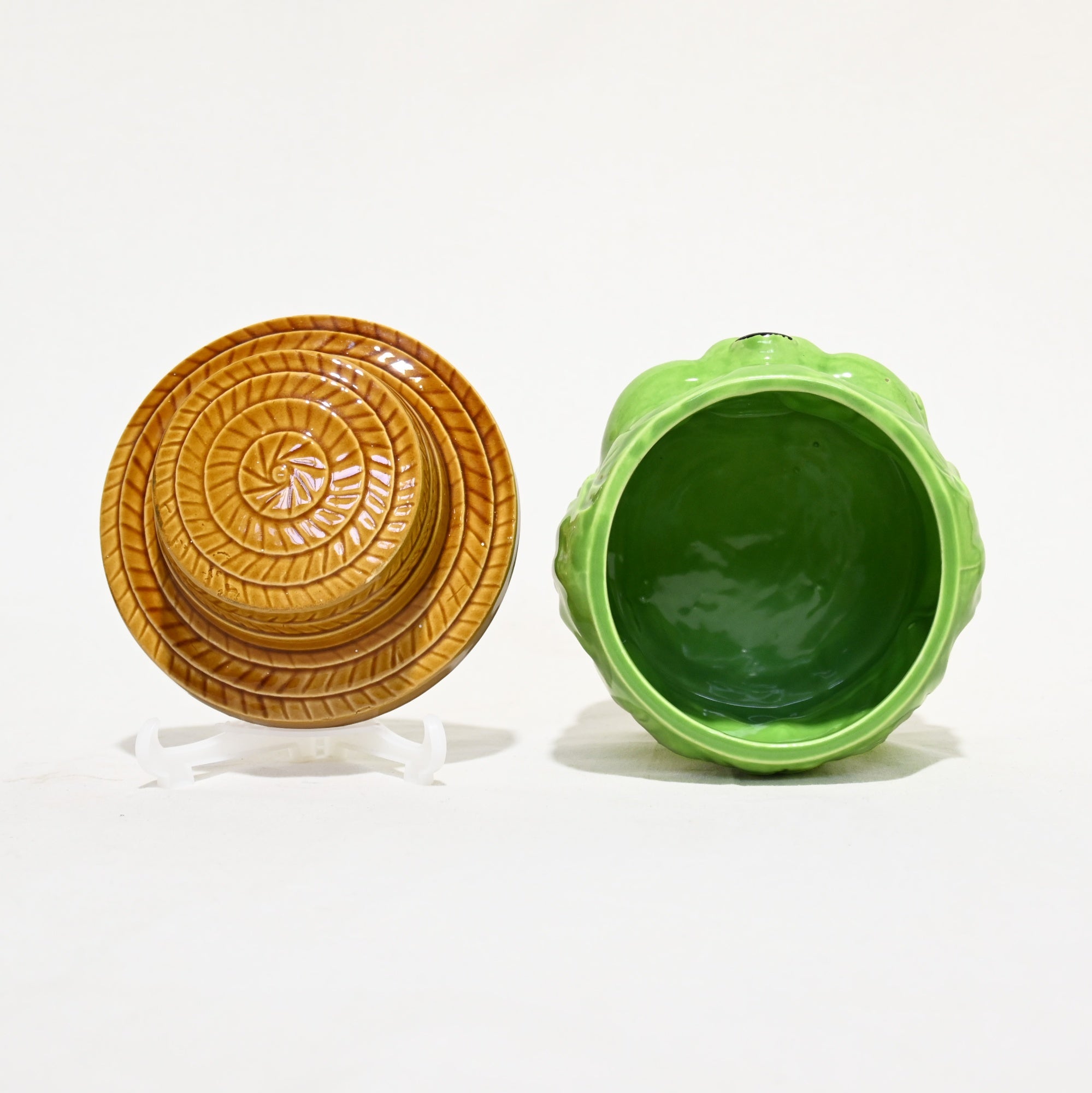 Green Dog Cookie Jar Pot Trinket Box Retro Japan Vintage / グリーンドッグ クッキージャー 昭和レトロ 犬 小物入れ ポット 日本 ヴィンテージ