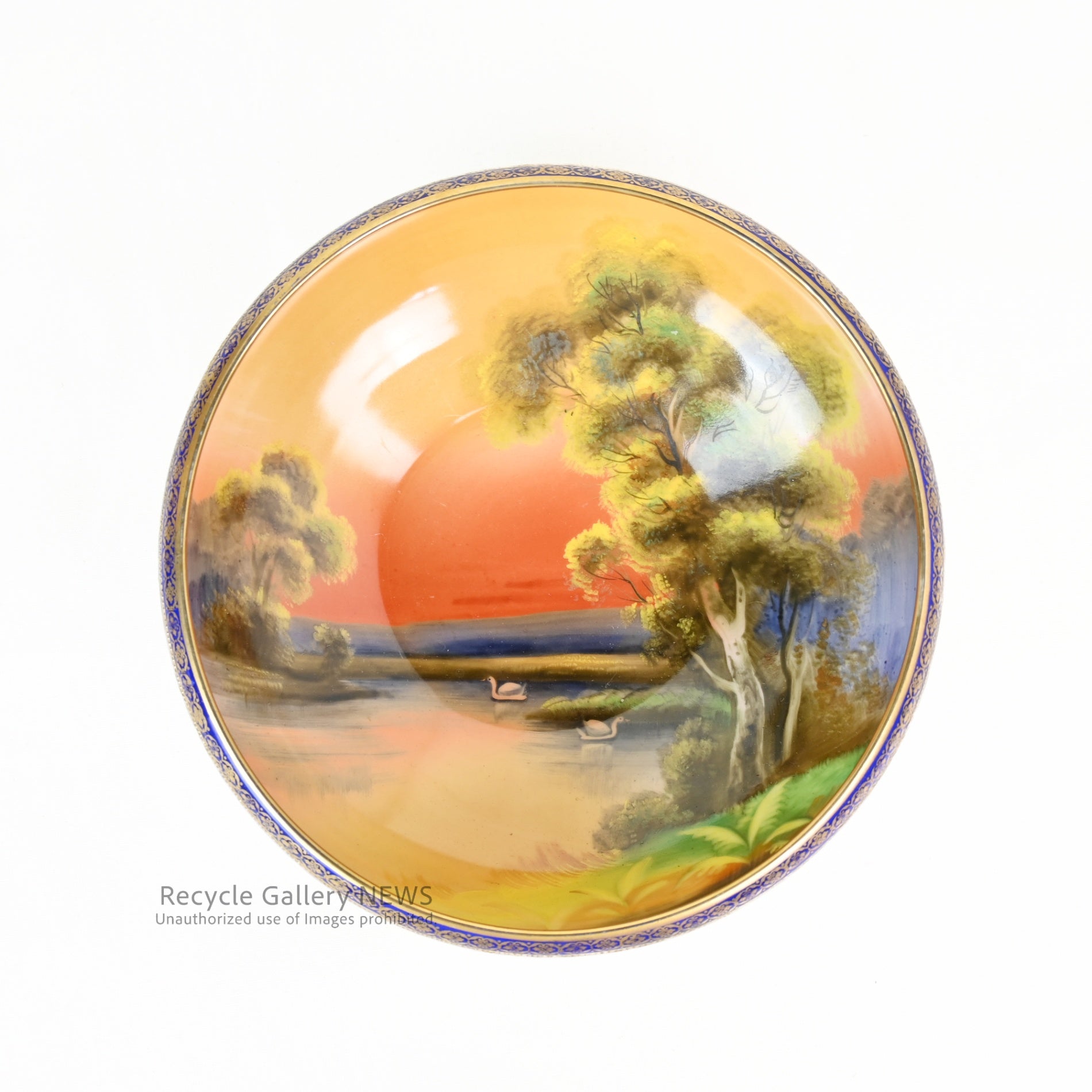 ぼ*ち様 オールドノリタケ 風景画　金彩　ハンドペイント　飾りボウル Old Noritake hand paint bowl Tree in the Meadow series / オールド