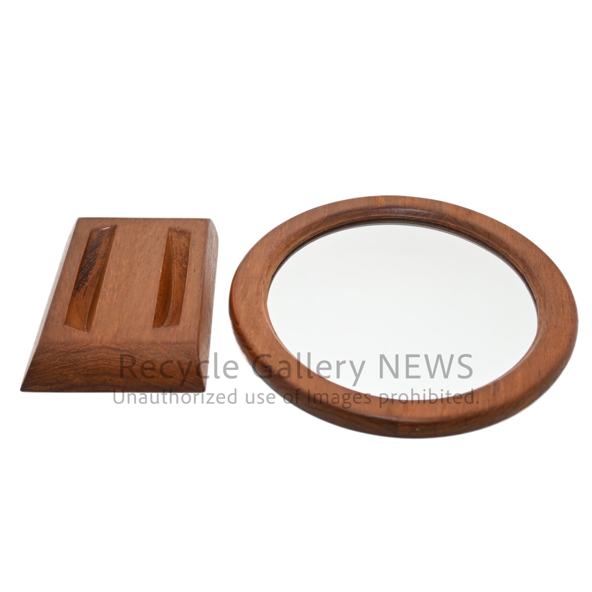 Vintage-like Teakwood Mirror & Stand Brown / チークウッド ミラー&スタンド ブラウン ヴィンテージライク 卓上ミラー