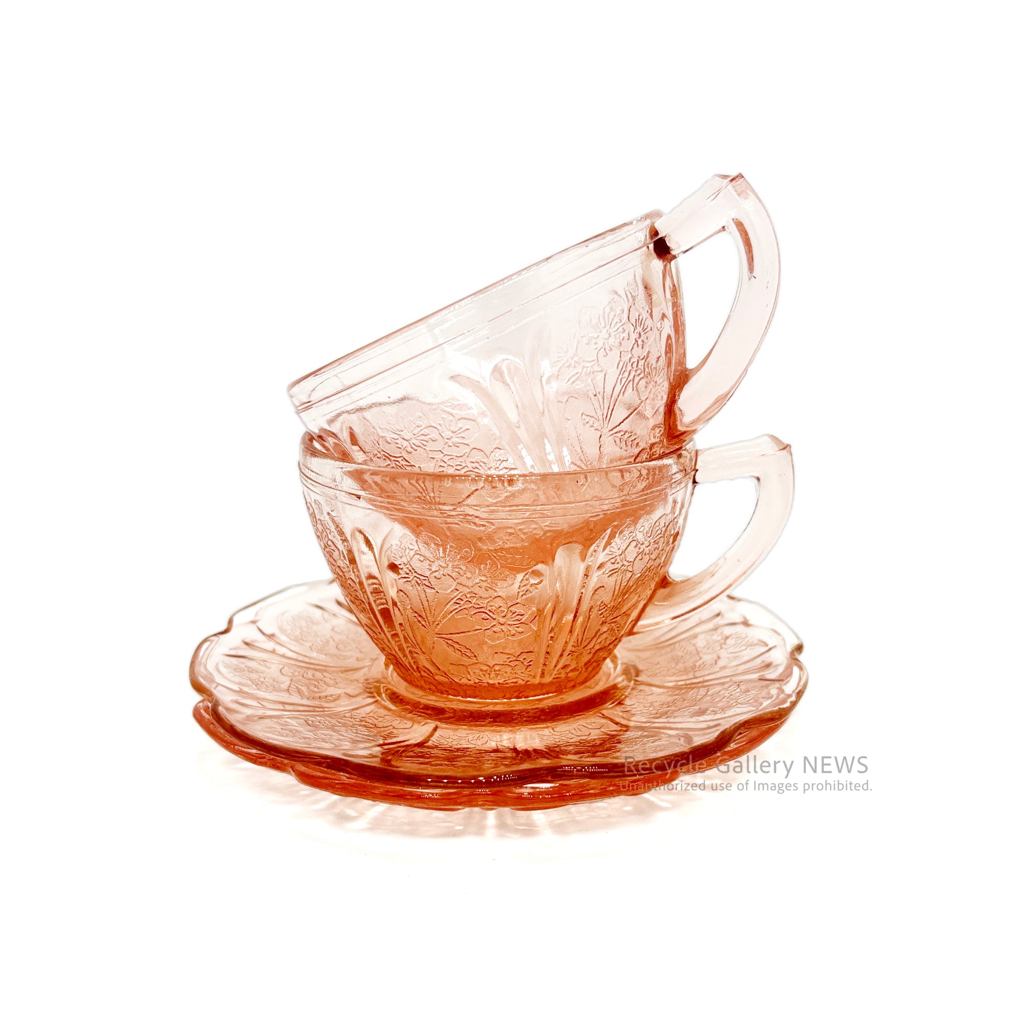 Jeannette Glass Co. Cherry Blossom C＆S U.S.A Vintage / ジャネットグラス カップ＆ソーサー ヴィンテージ 1930年代 ヴィンテージ