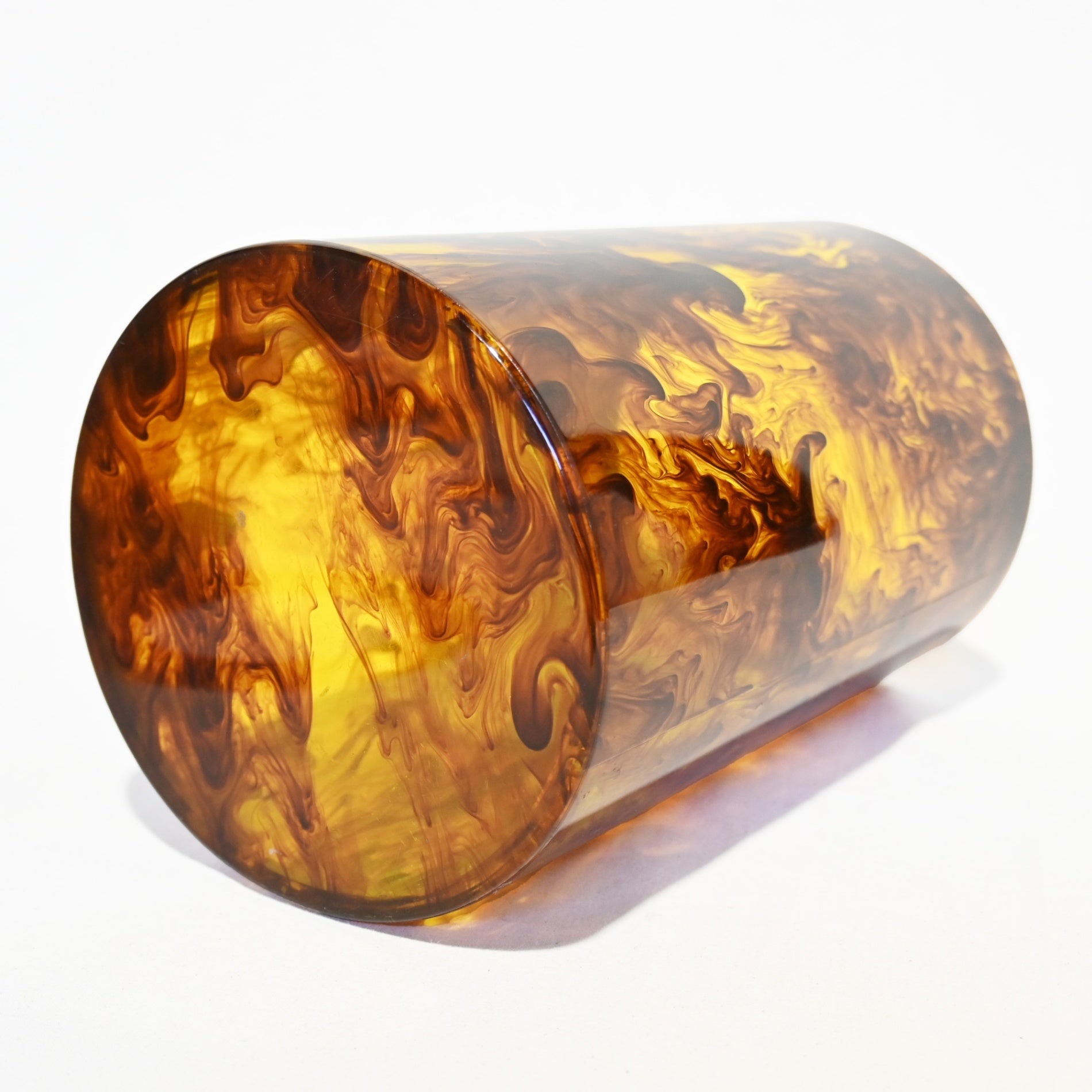 Tortoiseshell marble trash can Wastebasket Desk dustbin Cylindrical / 鼈甲風マーブル ゴミ箱 屑入れ デスク ダストボックス 筒型 卓上サイズ