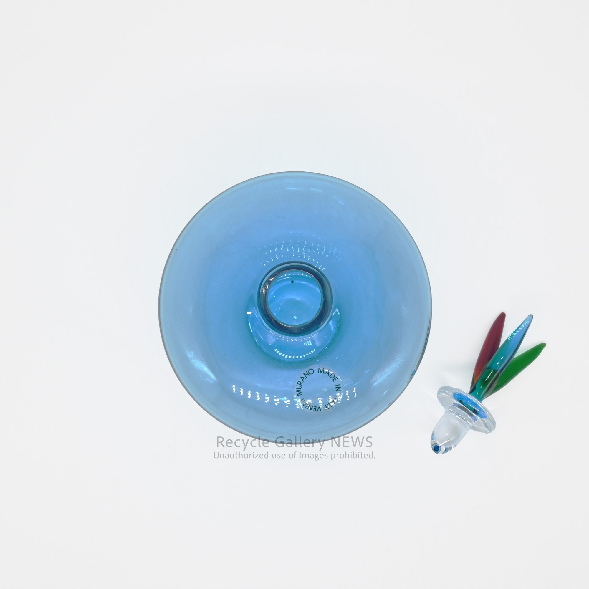 MURANO VENINI MONOFORINI Perfume Bottle Italia Blue Glass Art Piece / ムラノガラス ヴィニーニ社 香水瓶 イタリア モノフォリーニ 青色 アートピース