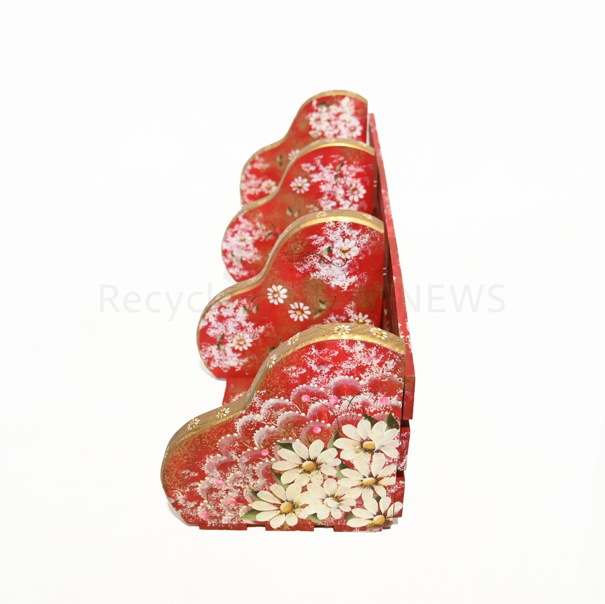 Tole painting floral pattern Book stand Handmade USA / トールペイント フラワー柄 ブックスタンド 本立て ハンドメイド アメリカ