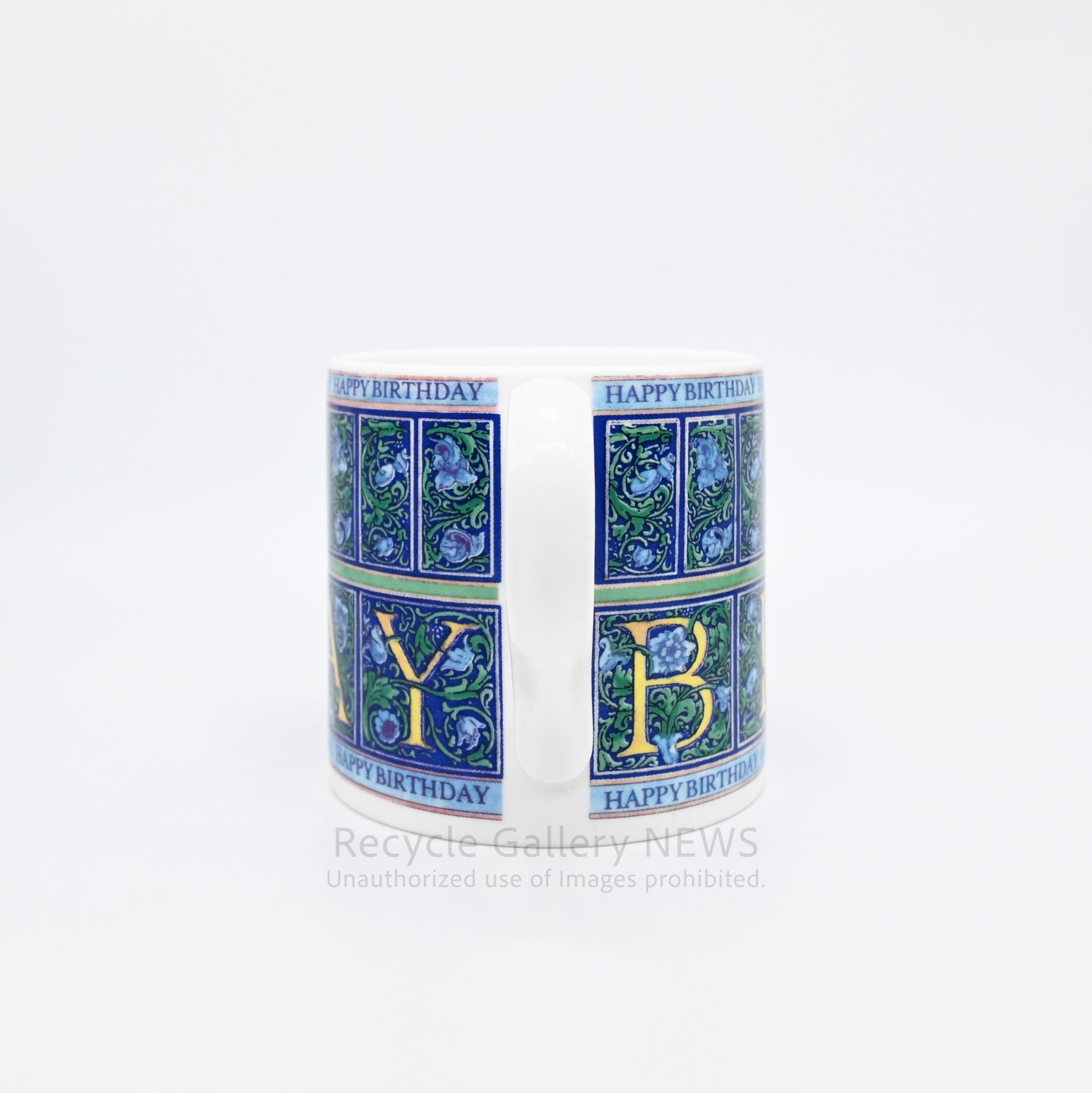 WEDGWOOD "HAPPY BIRTHDAY" Mug Cup Blue Botanical Pattern Bone China Giftware / ウェッジウッド ハッピーバースデイ マグカップ ブルー ボタニカル柄 ギフト ボーンチャイナ