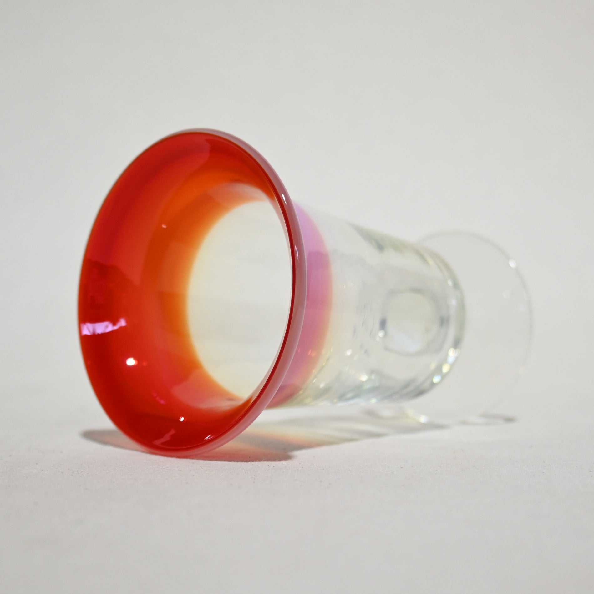 Vintage Japanese Blown Glass Vermilion Milky White Transparent Ice Cup Parfait Glass / ヴィンテージ 和ガラス 吹きガラス 朱色 乳白色 透明 氷コップ パフェグラス