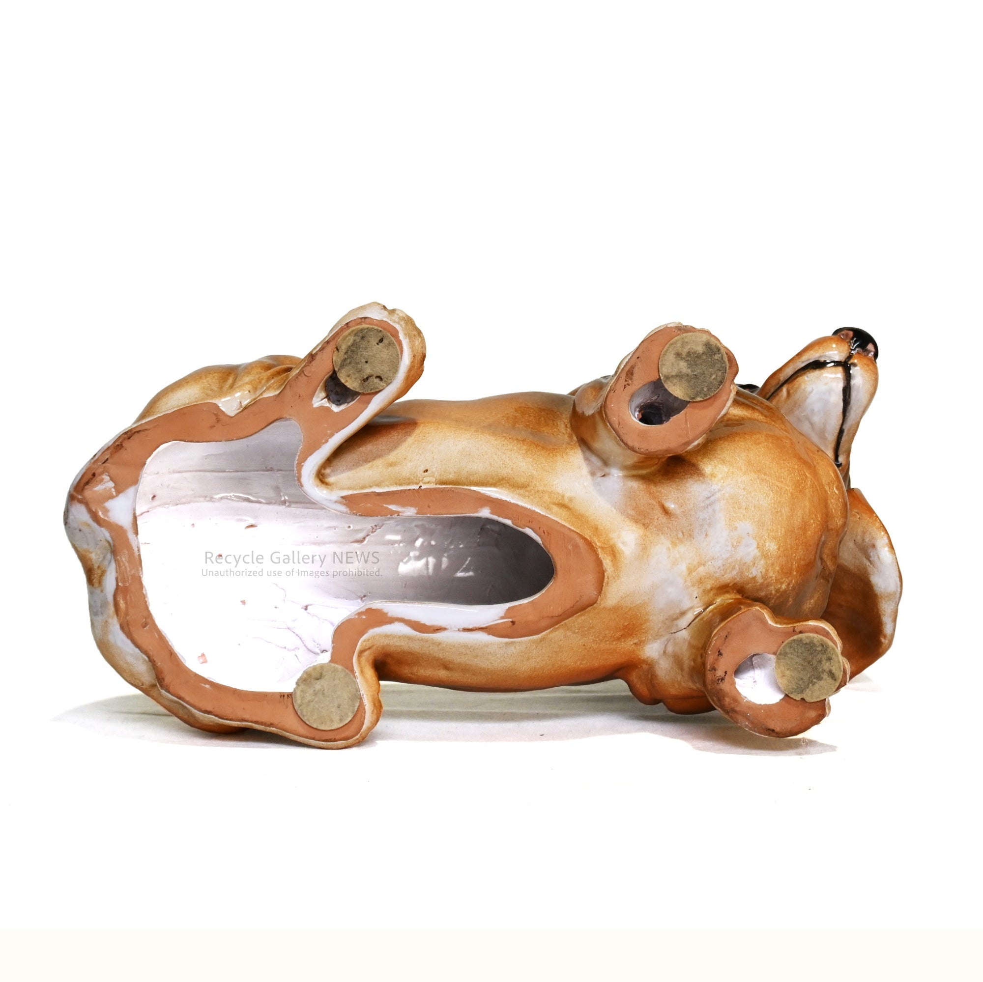 Large ceramic Dachshund figurine 38cm wide Dog Object / 大きなダックスフンドの陶器人形 ワイド約38cm 犬 置物 オブジェ
