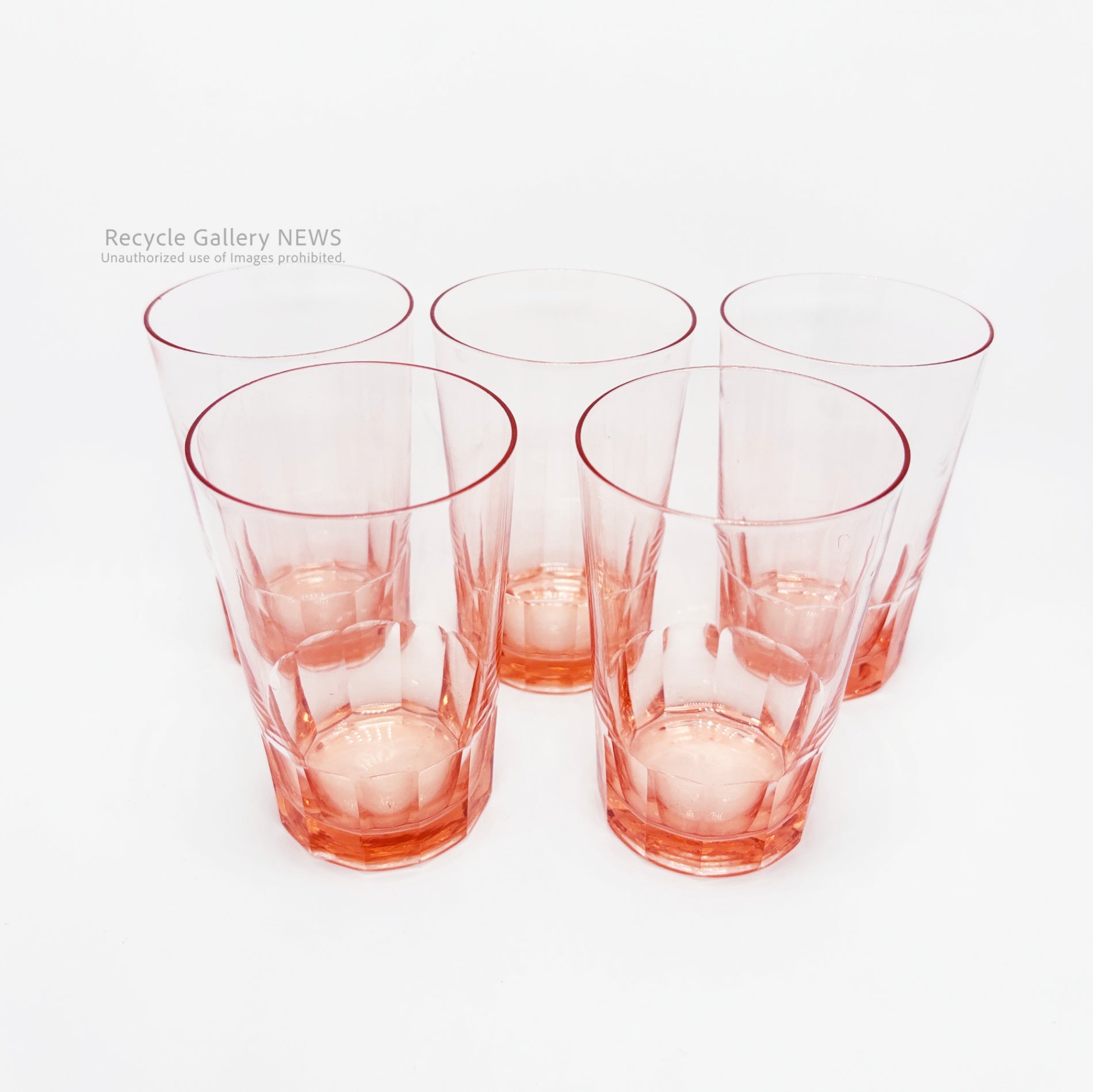 Vintage pink pressed glass set (5 pieces) Japan Retro / 昭和レトロ ピンク グラス 5点セット プレスガラス 当時物