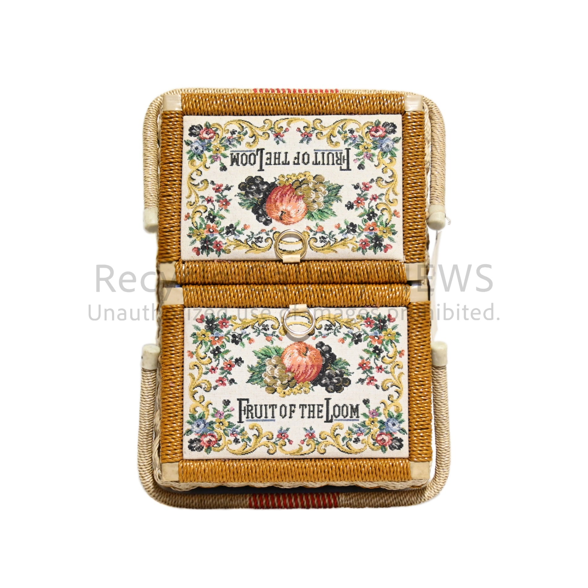 FRUIT OF THE ROOM Sewing Basket Box Retro Embroidery Vintage Unused / フルーツ・オブ・ザ・ルーム 裁縫箱 ソーイングバスケット レトロ 刺繍 ヴィンテージ 未使用 新古品