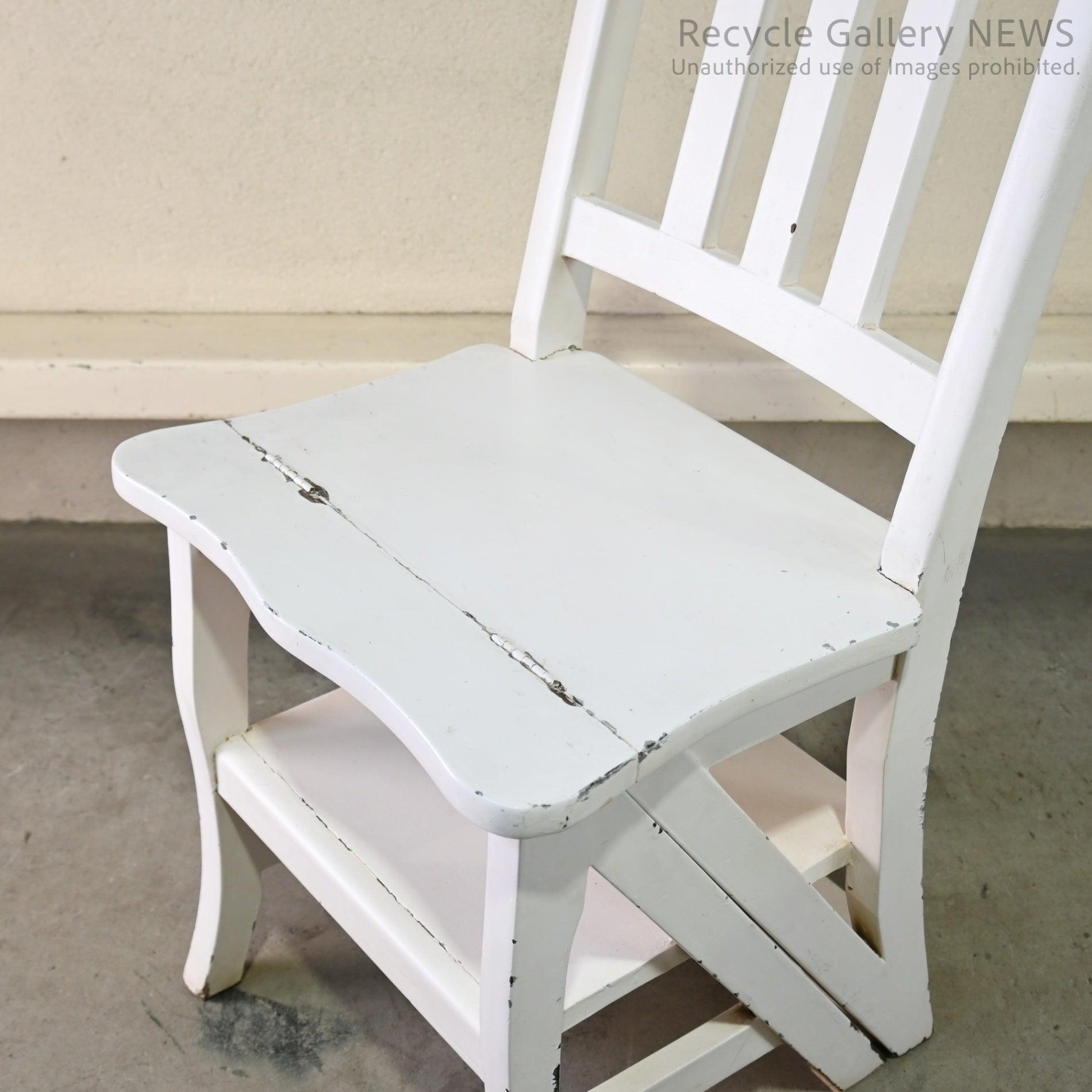 Vintage Foldable Library Step Chair White / ヴィンテージ 折りたたみ ライブラリー ステップ チェア 白