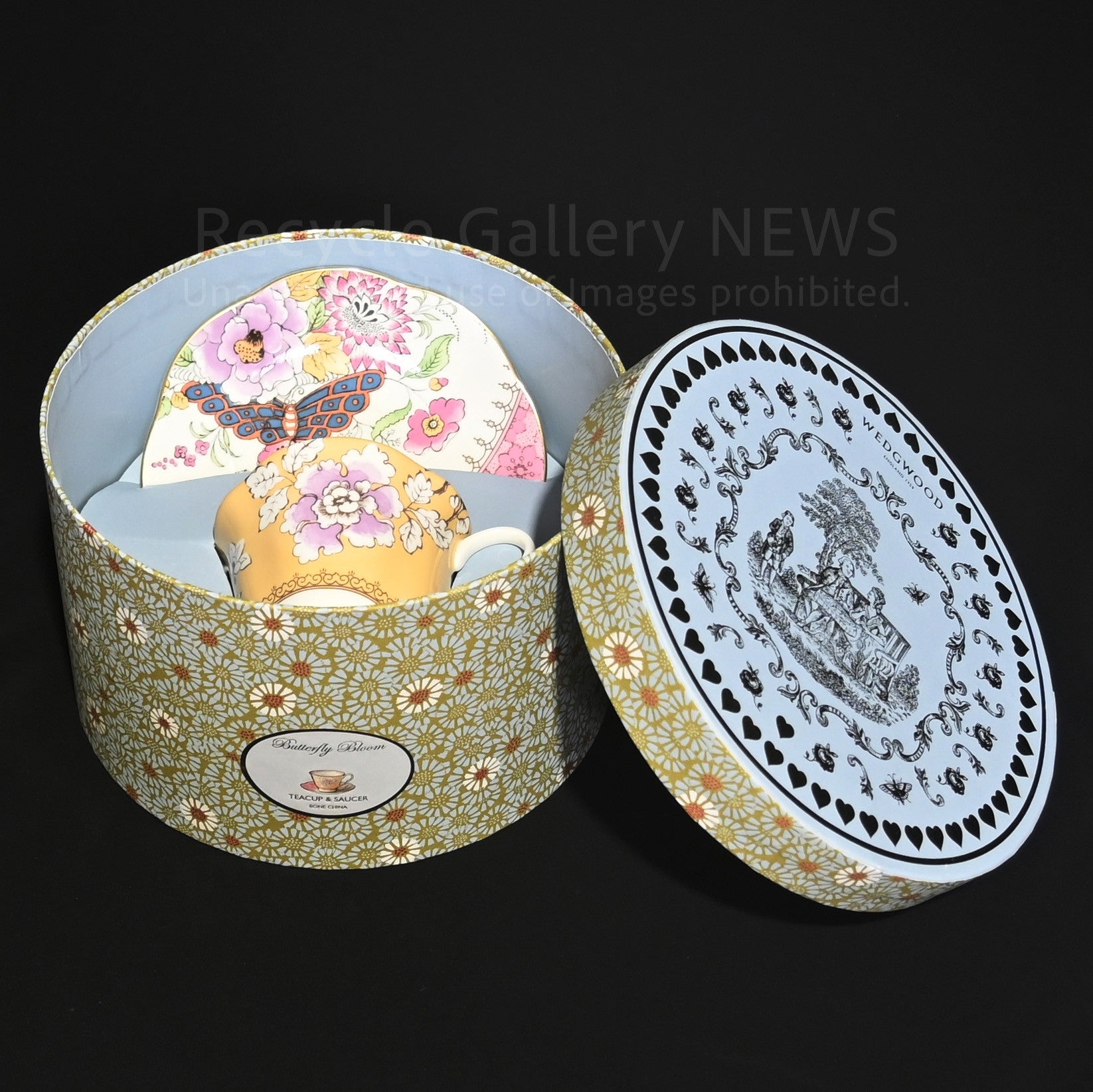 WEDGWOOD "Butterfly Bloom" C&S Vintage Inspired Collectible Bone China Pink Yellow Floral Design / ウェッジウッド "バタフライブルーム" カップ&ソーサー ボーンチャイナ 蝶モチーフ フローラルデザイン 英国食器