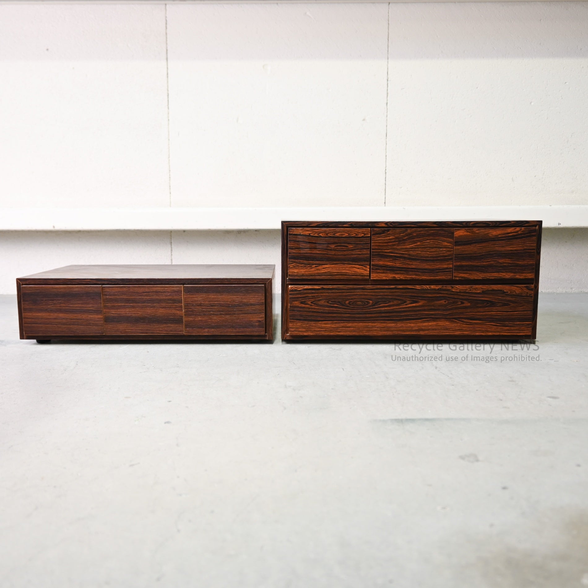 Rosewood-print Veneer small drawer unit with 3 drawers Showa retro style / ローズウッドプリント 突板小引き出し 引出3杯 昭和レトロ