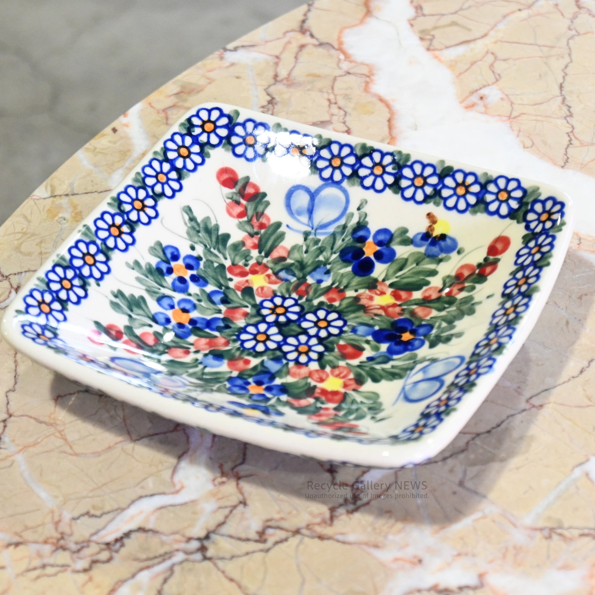 VENA Polish Floral Square Bowl Eastern European Tableware / ヴェナ ポーランド 花柄 スクエアボウル  東欧 テーブルウェア