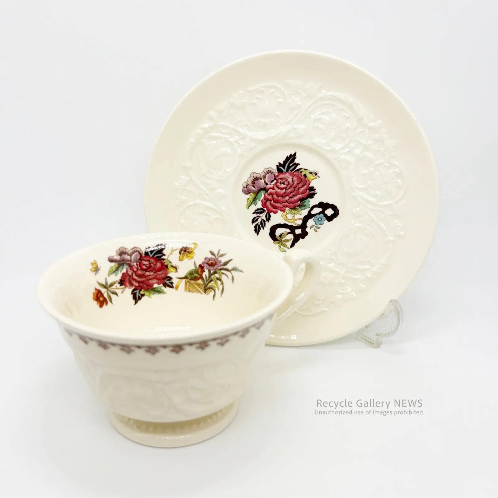 WEDGWOOD Vintage WELLESLEY "Bullfinch" C&S Plate trio / ウェッジウッド ウェルズリー ブルフィンチ カップ＆ソーサー＆プレート３点セット ヴィンテージ