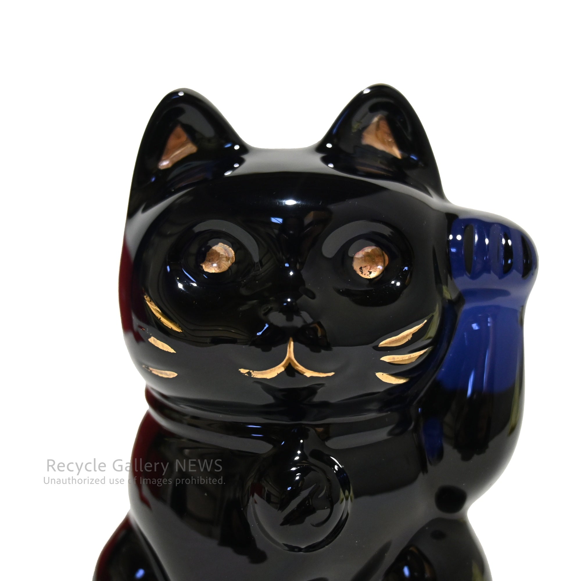 Baccarat Maneki-Neko Lucky Cat Fortune Cat Midnight blue（Blue-black) Crystal Glass / バカラ まねき猫 ミッドナイト ブルーブラック クリスタルガラス