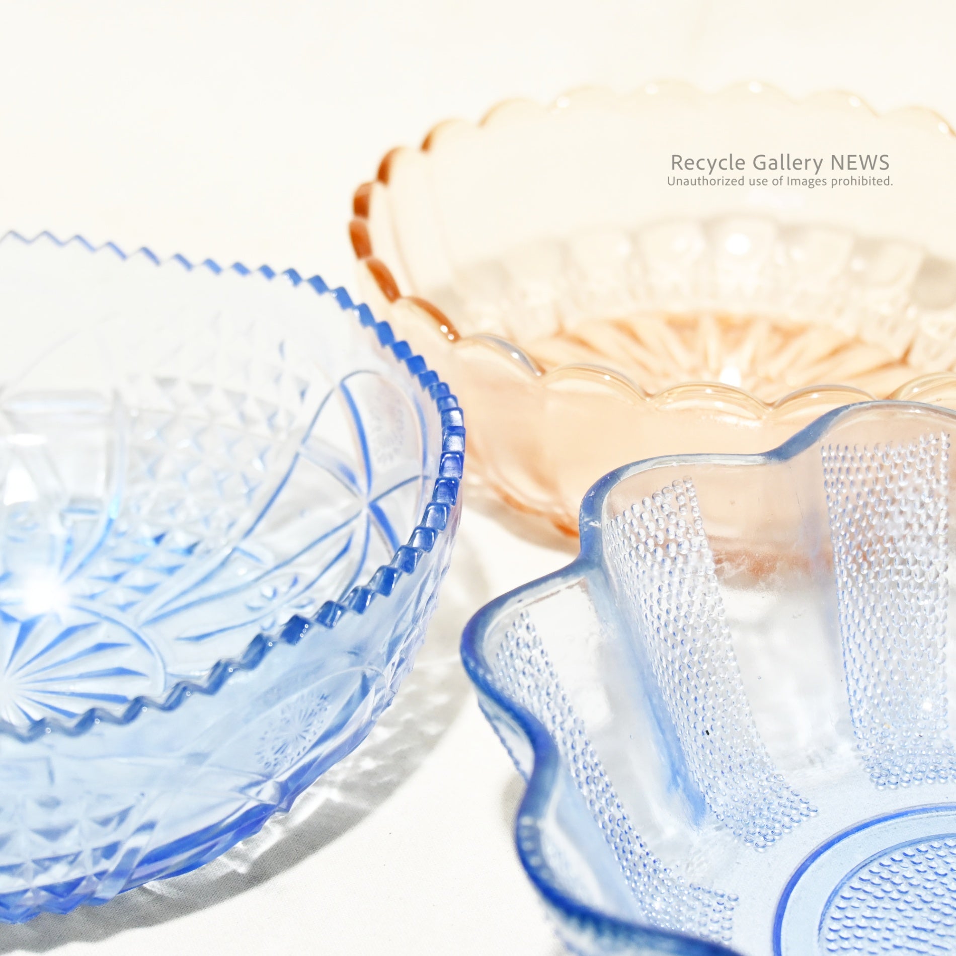 Pressed glass cut bowl Blue Japanese Taisho-Showa Retro Vintage / プレスガラス カットボウル ブルー 大正 昭和 レトロ ヴィンテージ