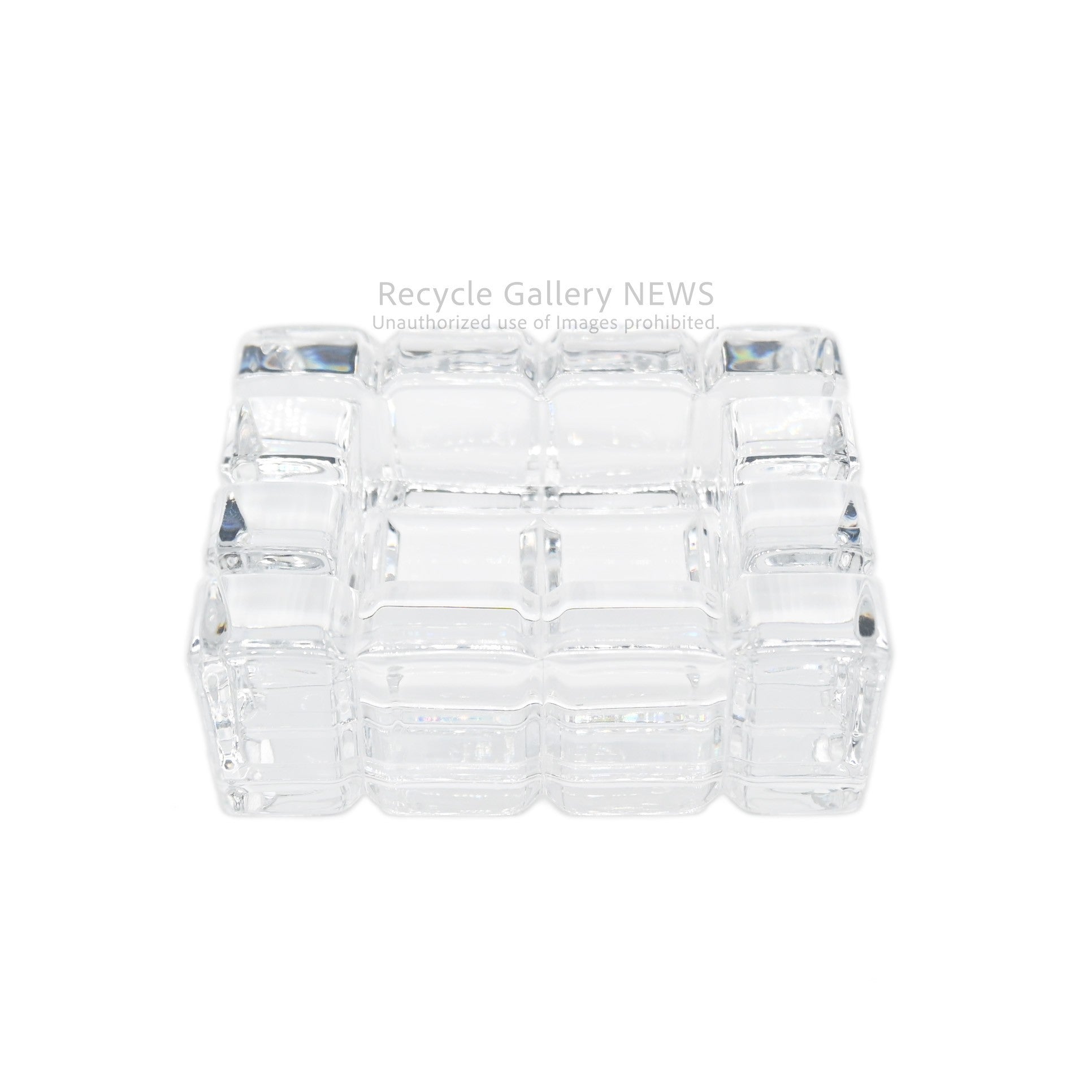 Art Déco Crystal Cube Tray Ashtray Decorative Object Retro Modern / クリスタル キューブ トレイ ガラス クリア 小物入れ 灰皿 オブジェ レトロモダン アール・デコ