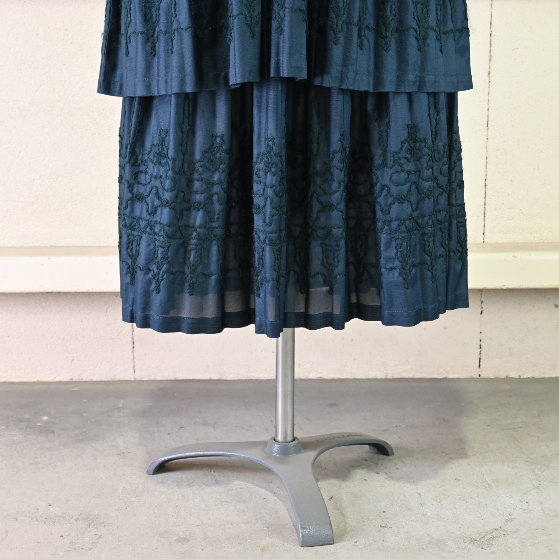 PLEATS PLEASE ISSEY MIYAKE 2013AW SET / イッセイミヤケ プリーツプリーズ モヘア混刺繍 緑無地ポリ セットアップ ワンピース風 3