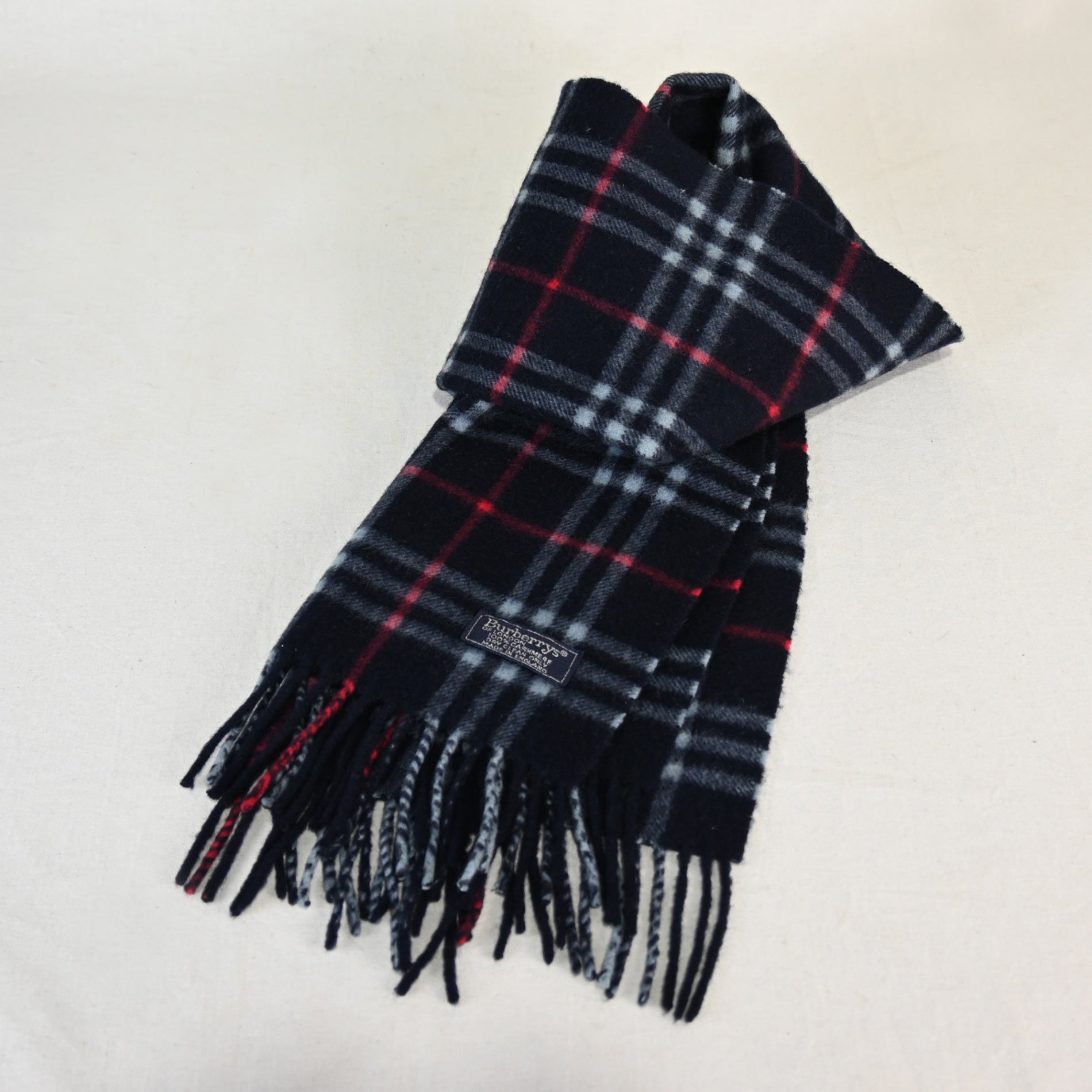 BURBERRY 1970-1980s All Cashmere Navy Nova Check Scarf Vintage / バーバリー 総カシミヤ 紺色ノバチェック マフラー ヴィンテージ