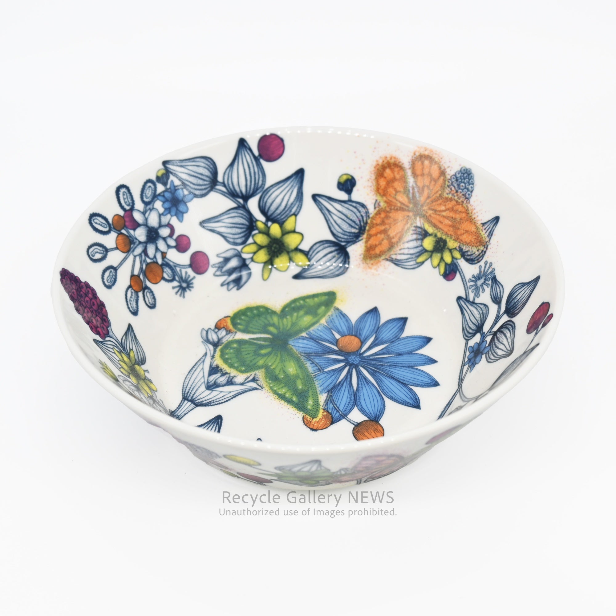 ARABIA RUNO Finland  "Butterfly" Floral Bowl White Porcelain / アラビア ルノ バタフライボウル フィンランド 花柄 白磁
