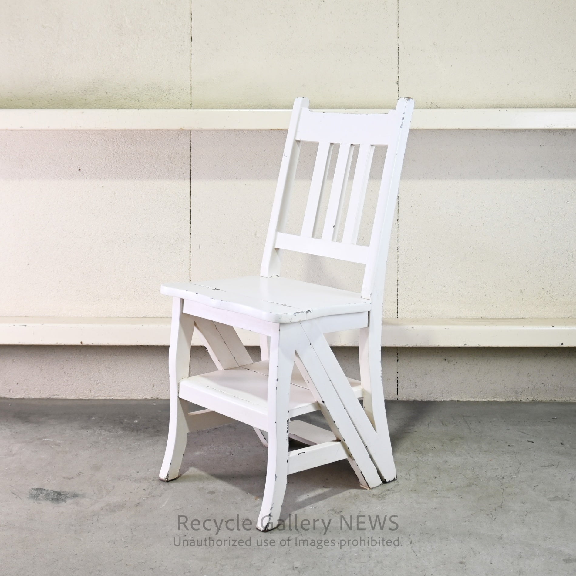 Vintage Foldable Library Step Chair White / ヴィンテージ 折りたたみ ライブラリー ステップ チェア 白
