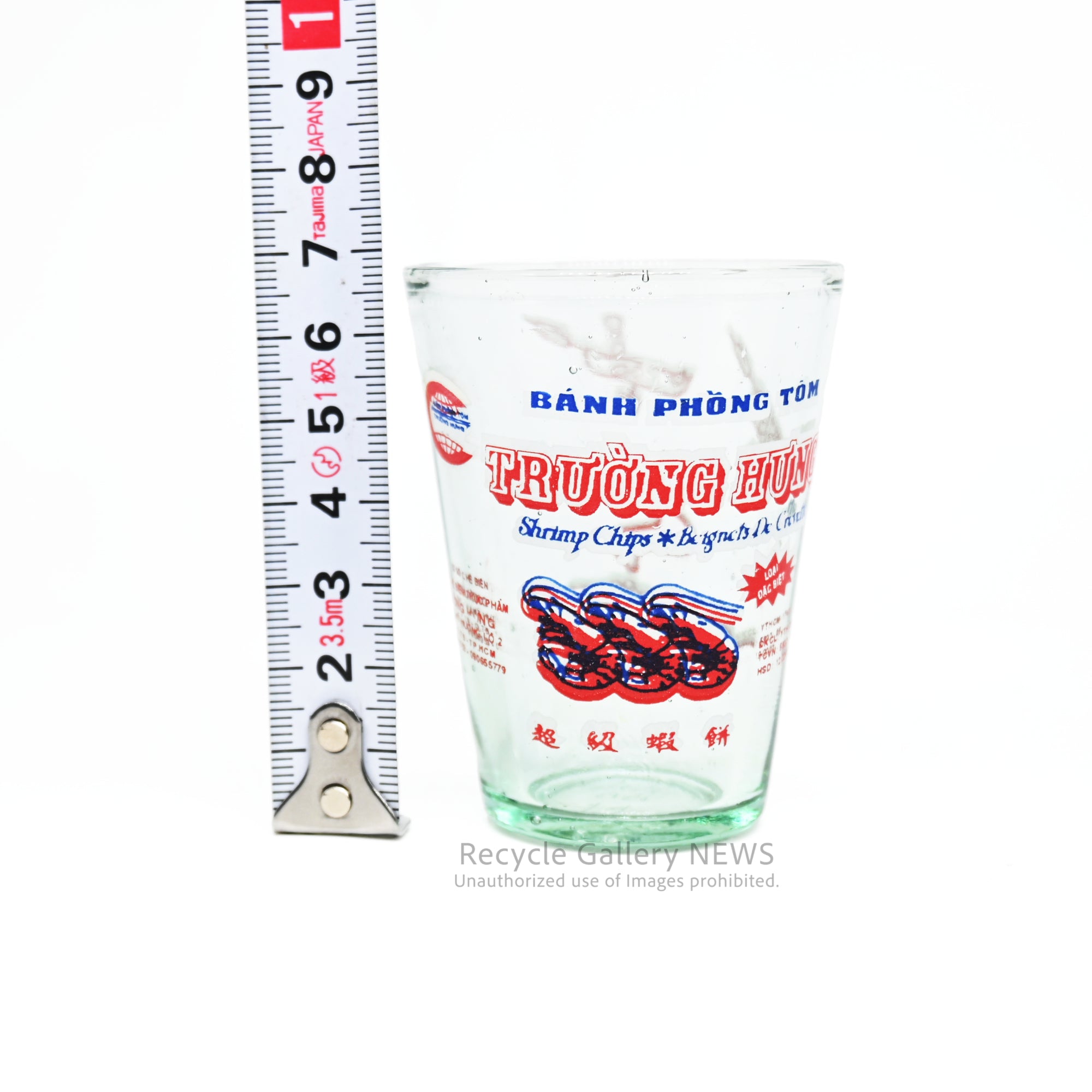 Vietnamese Shrimp Cracker Bánh phồng tôm Shot Glass Yellow / Red East Asian Goods / ベトナム エビ煎餅 バインフォントム ショットグラス 黄赤 / 赤青 東アジア雑貨