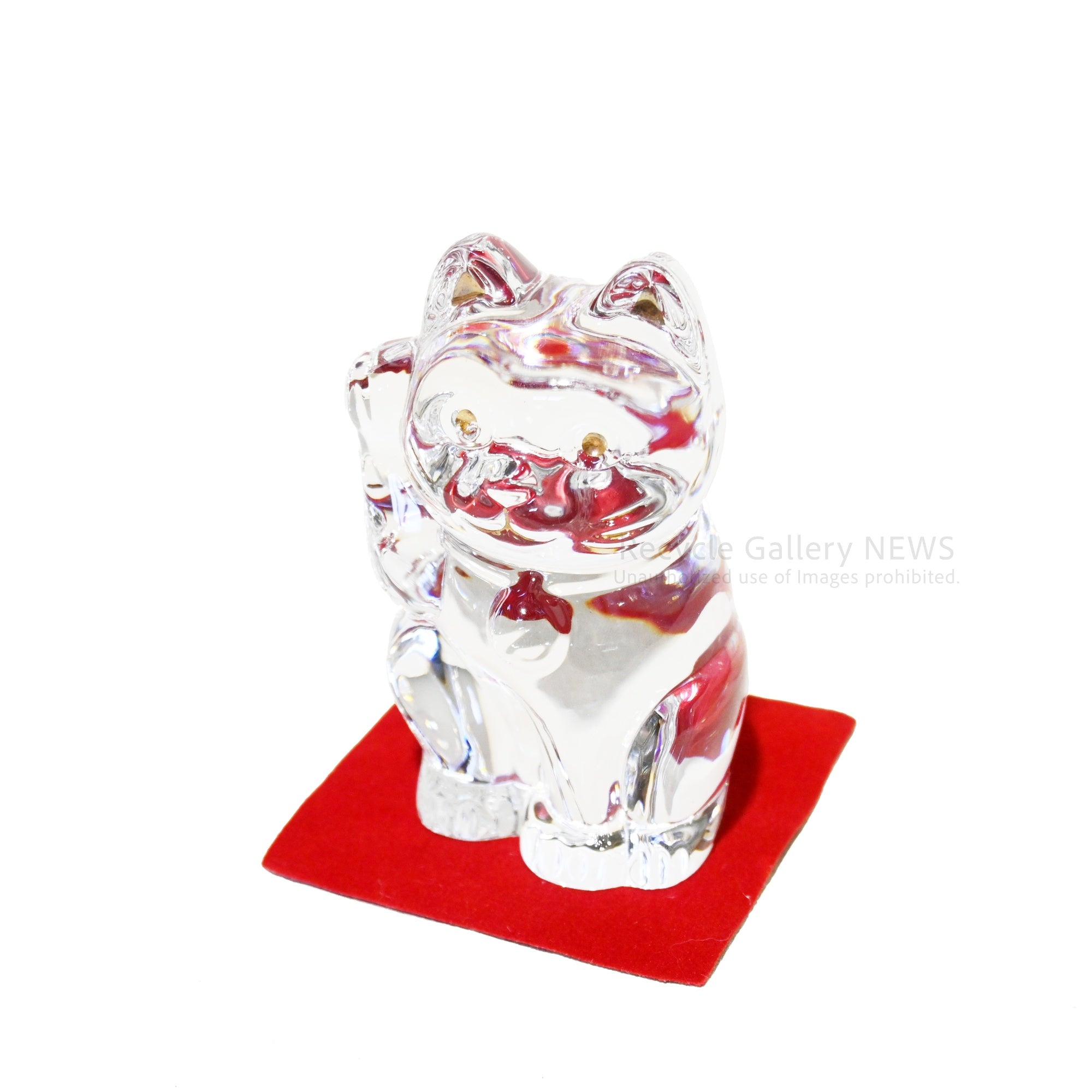 Baccarat Maneki-Neko Lucky Cat Fortune Cat Clear Crystal Glass