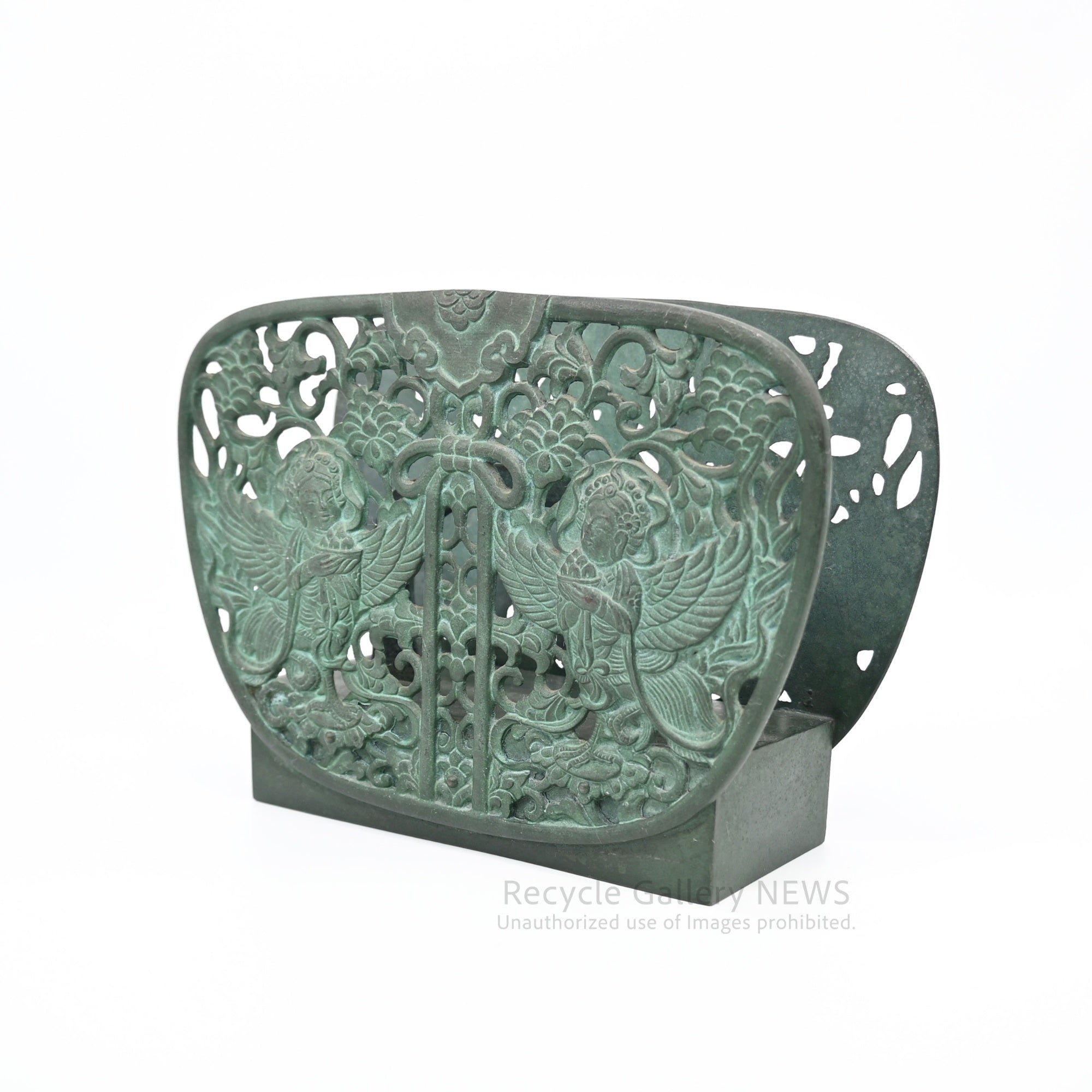 Green Bronze Ash Tray Art Object Oriental Vintage  / 青銅 灰皿 オブジェ オリエンタル ヴィンテージ 緑