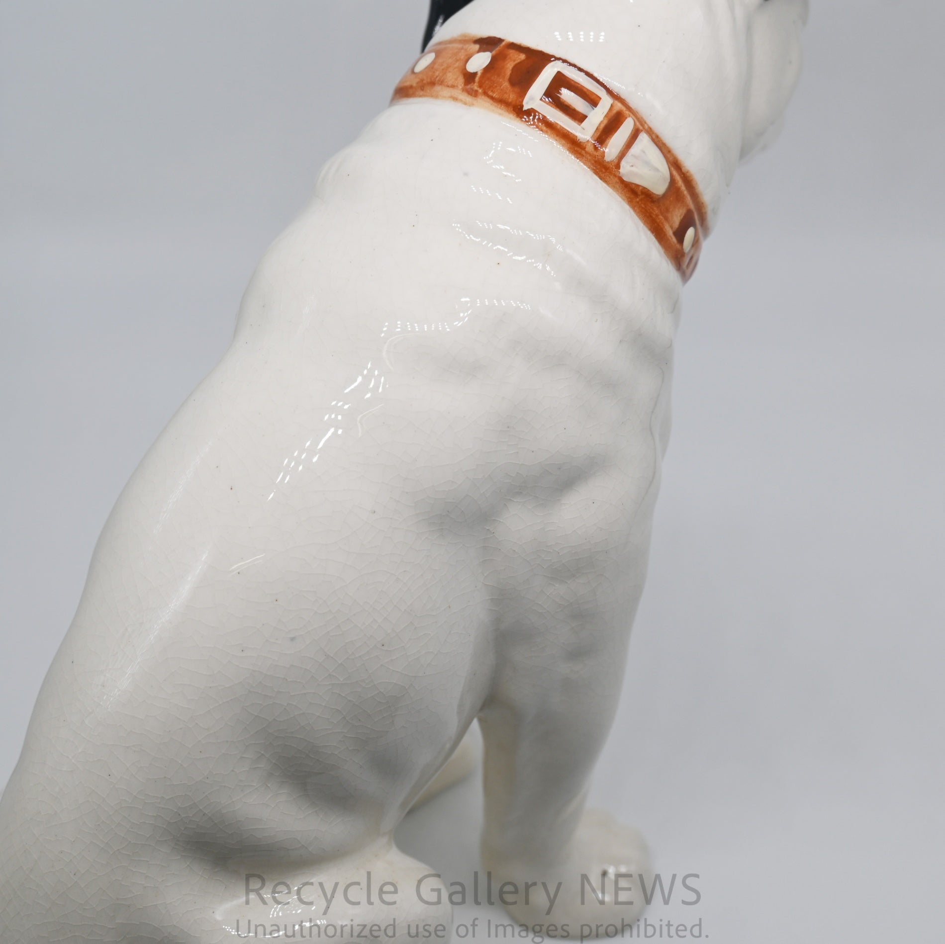 His Master's Voice "Nipper" Vintage Ceramic Dog Figurine Ornament Victor White / 『主人の声』ビクター犬 ニッパー 陶器フィギュリン オブジェ 犬の置物 オーディオ レトロ 白
