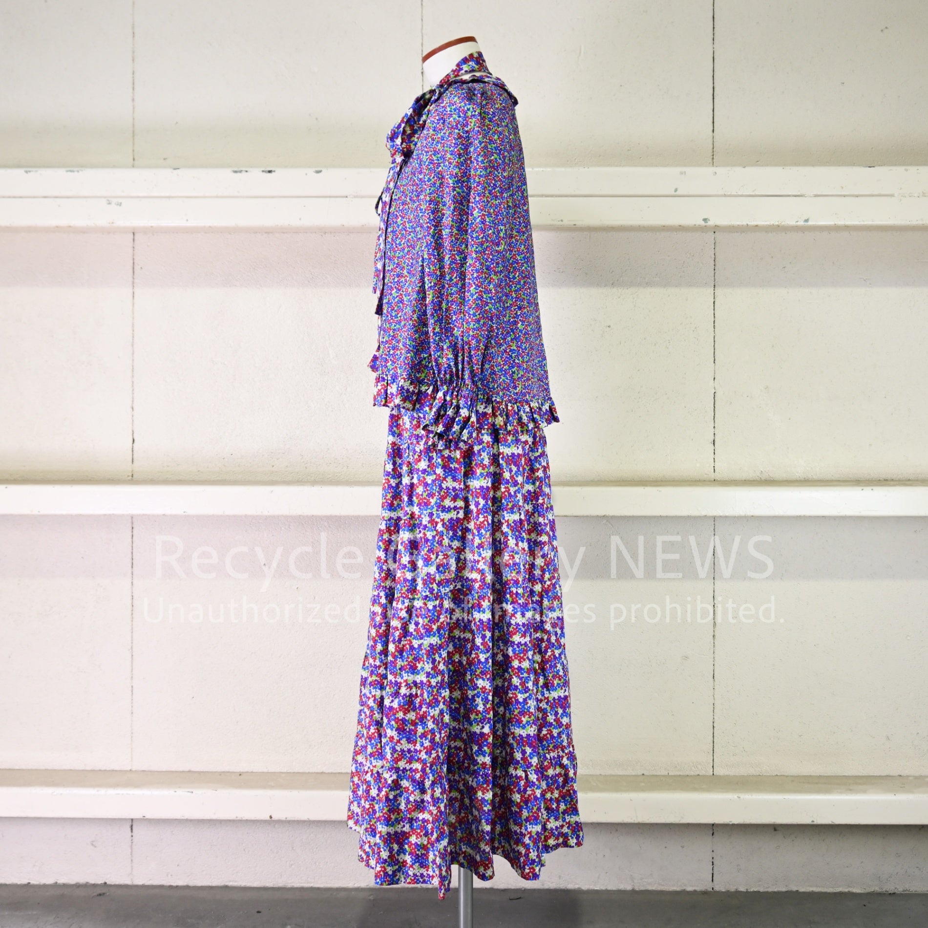 1970-80s Vintage YVES SAINT LAURENT Floral print 3-piece suit & scarf 4-piece set / ヴィンテージ イブ・サン・ローラン 花柄プリント 3ピース&ストール 4点組