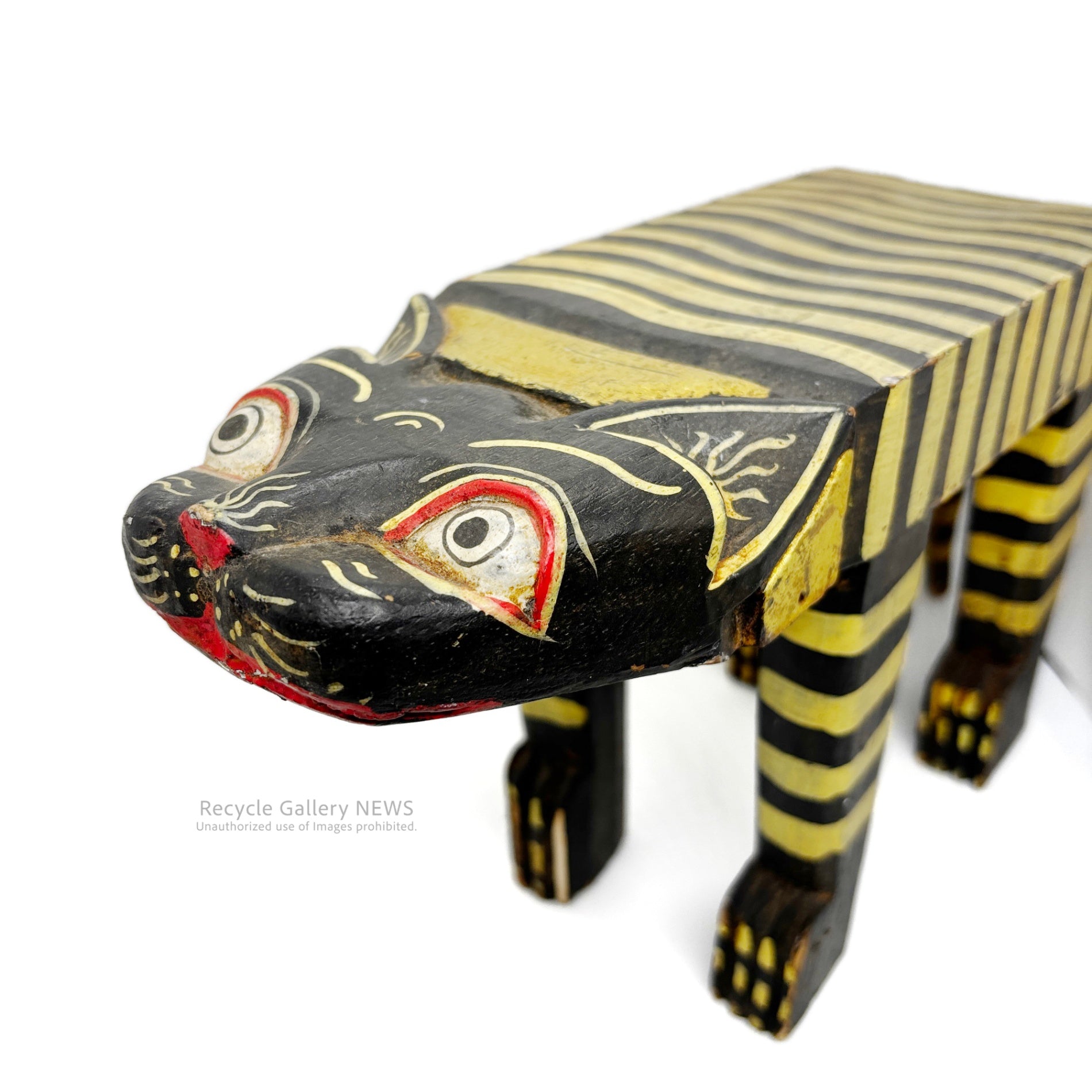 Asian-style Cat plant stand Small shelf Wood carving / アジアン雑貨 ネコ 花台 小棚 木工